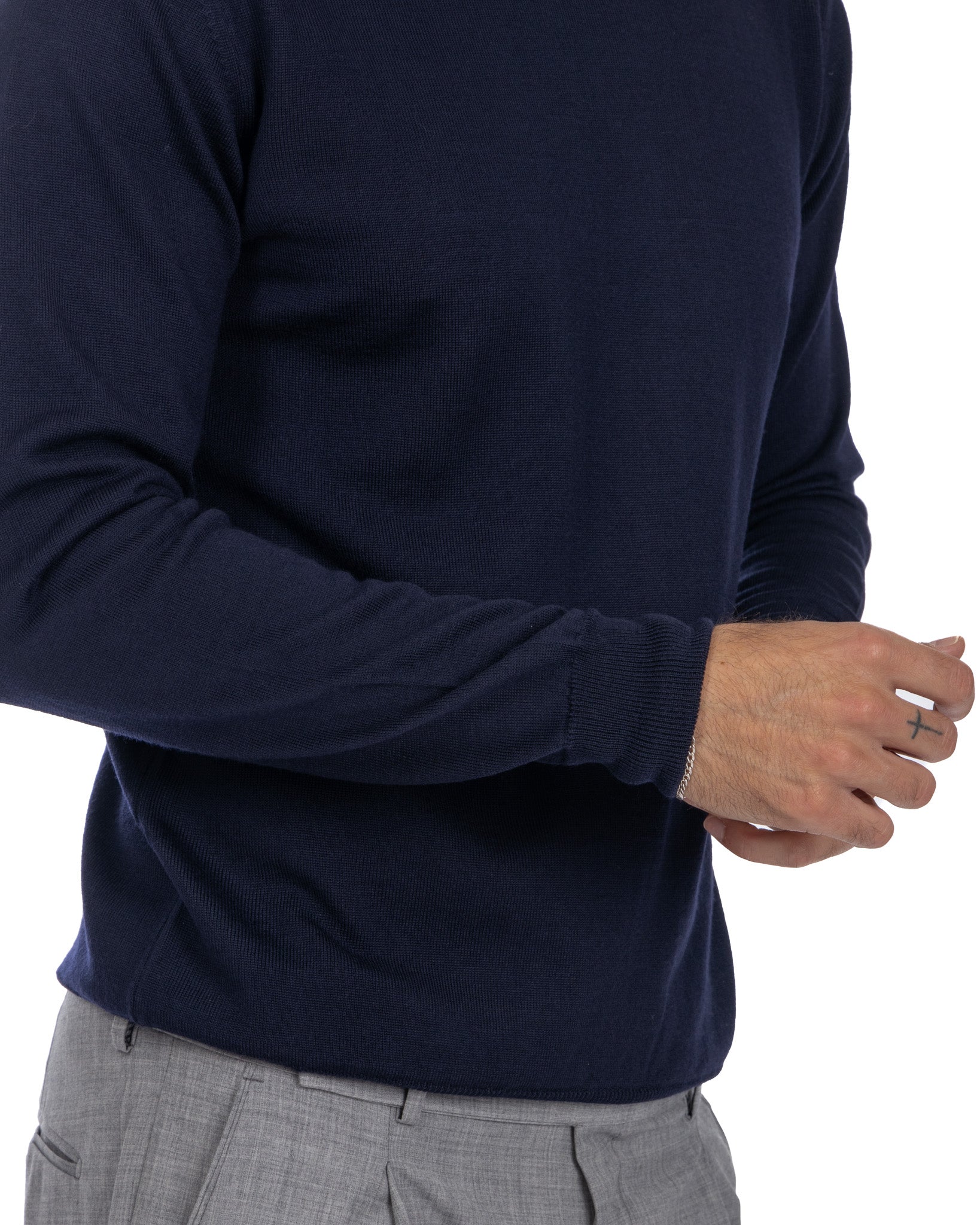Girocollo Furore in lana merino Tollegno blu