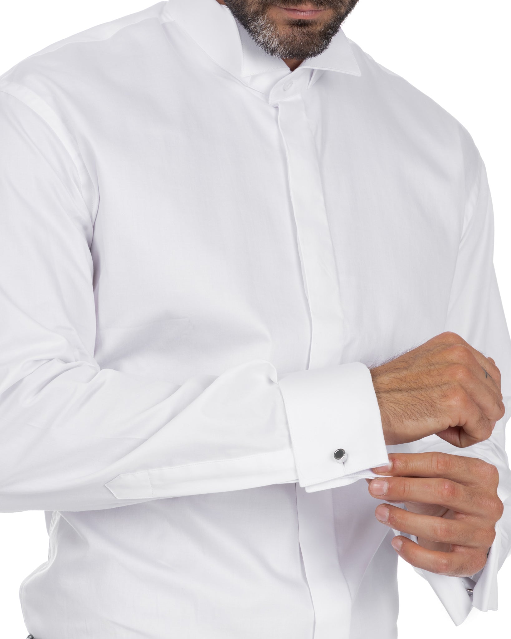 Camicia diplomatica con gemelli bianca in cotone