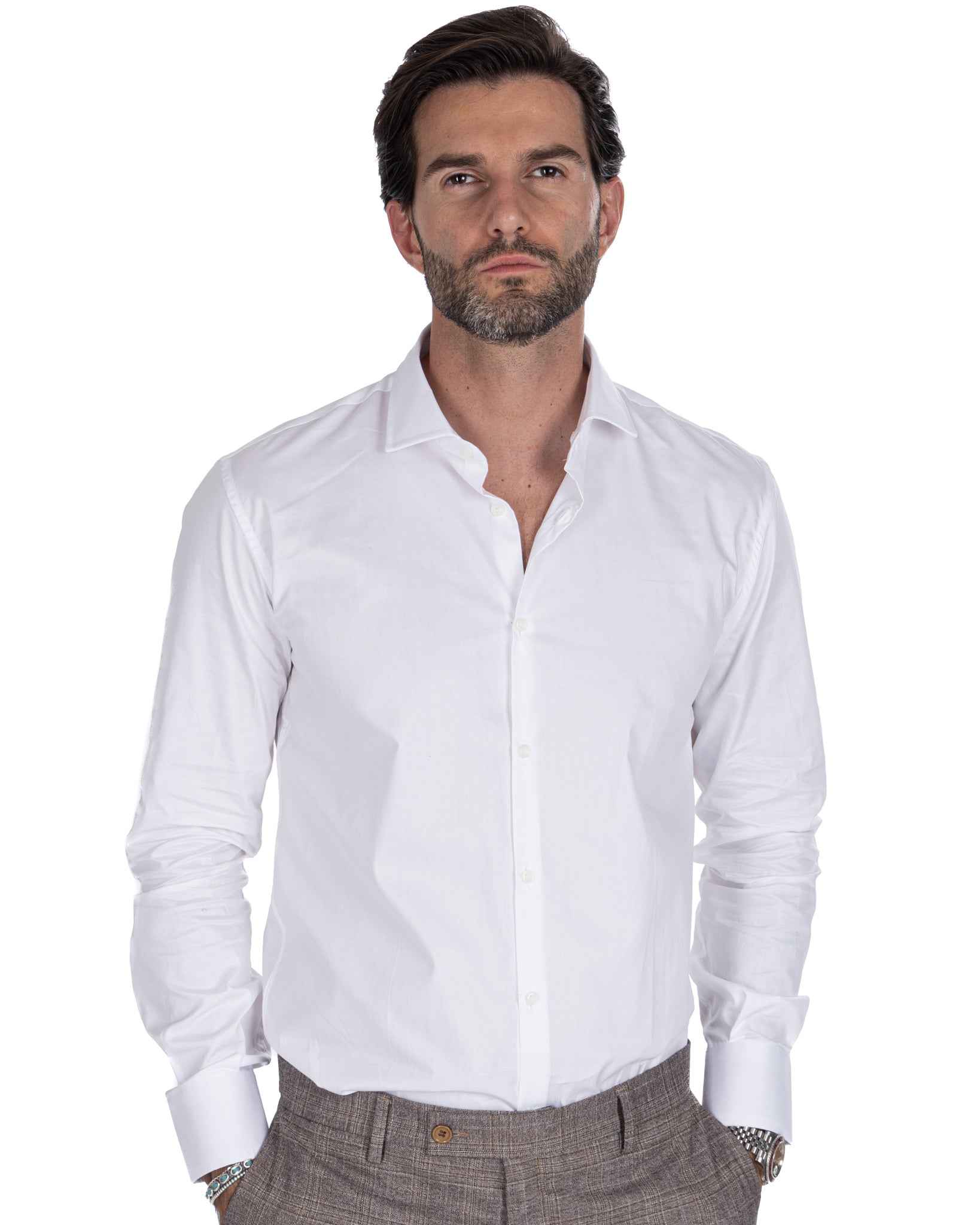 Camicia Desert bianca in twill di cotone