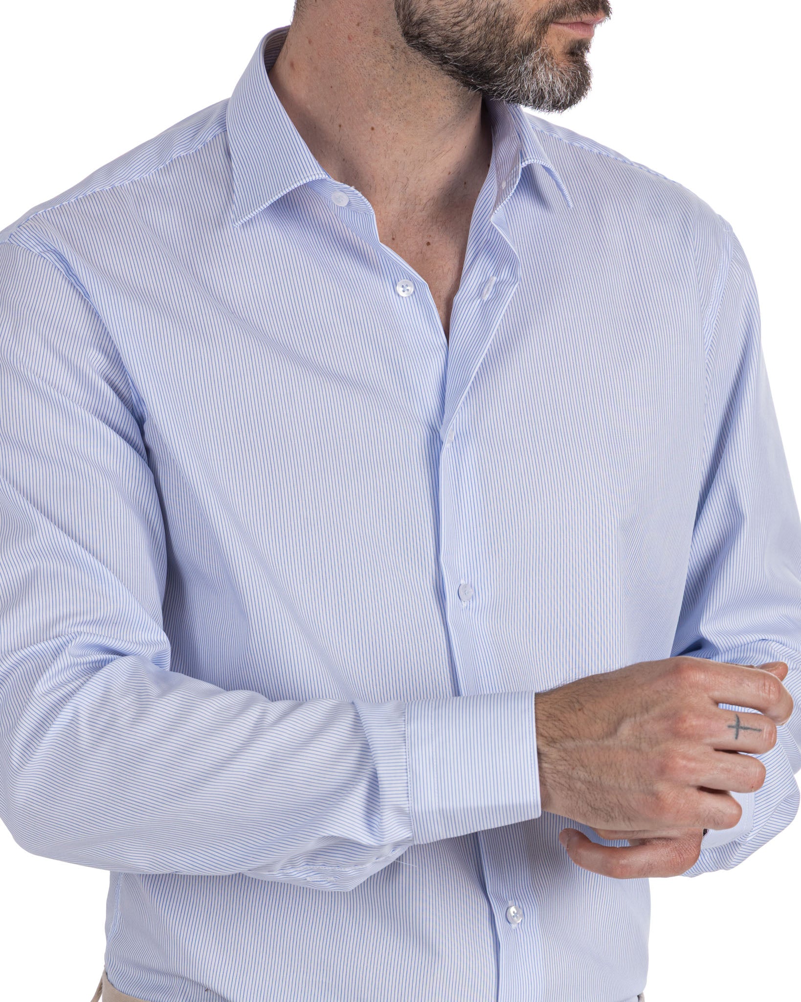 Camicia Beretta a righe azzurre in cotone