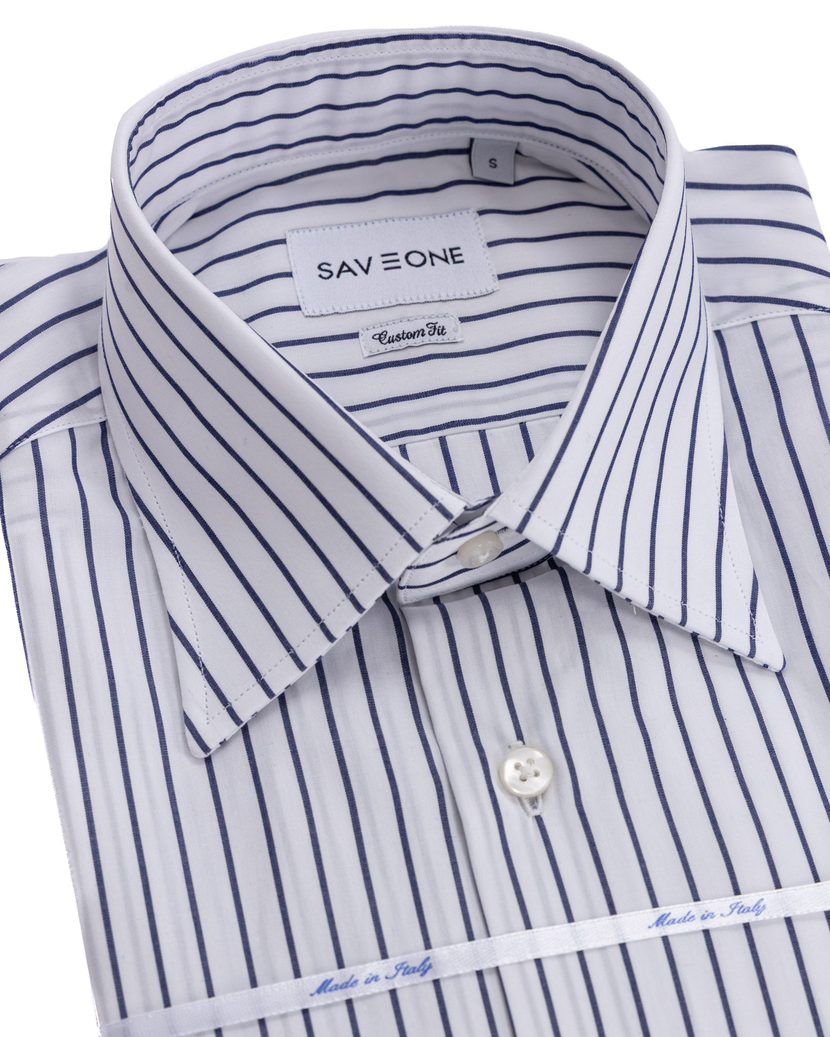 Camicia Walther a righe blu in popeline di cotone