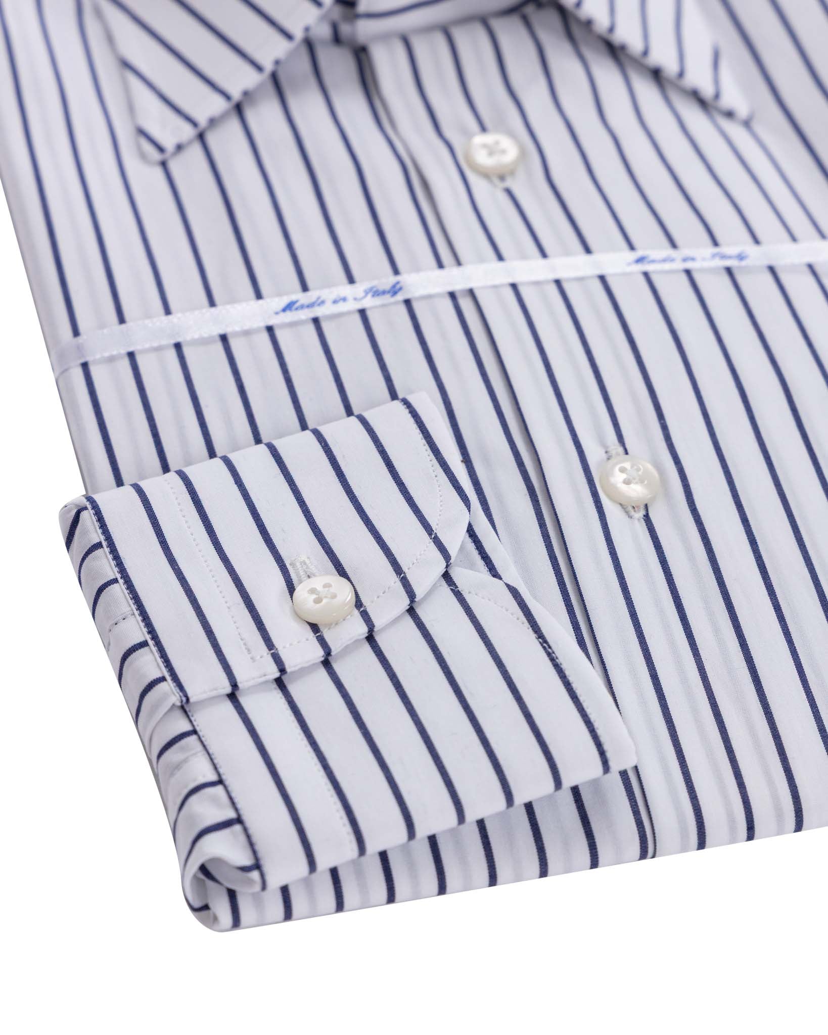 Camicia Walther a righe blu in popeline di cotone