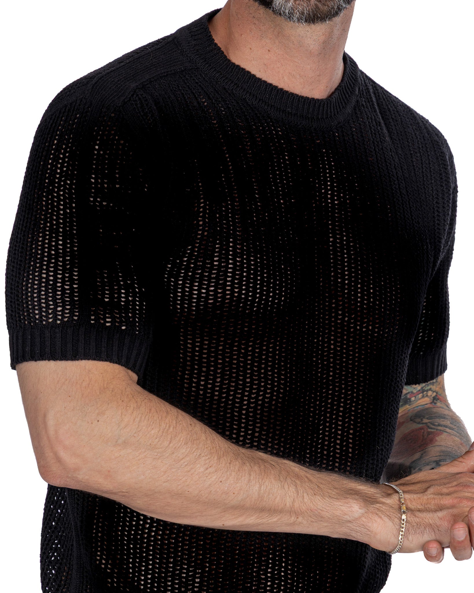 Grigor - t-shirt oversize traforata nera