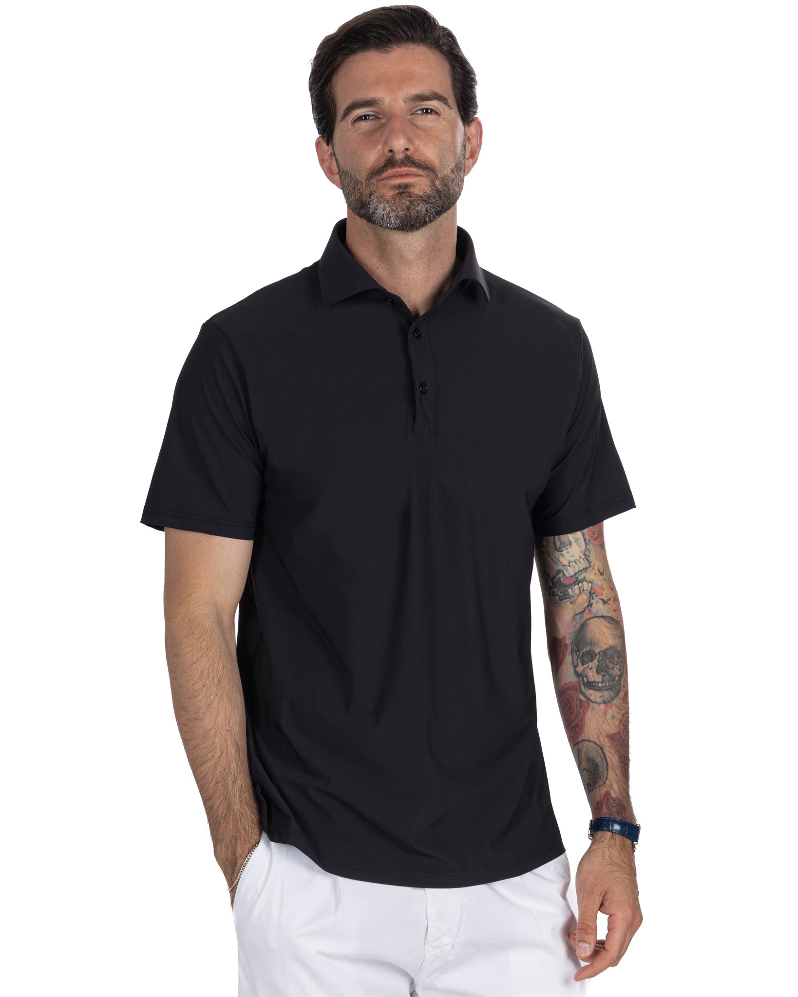 Polo Arnold tessuto travel nera