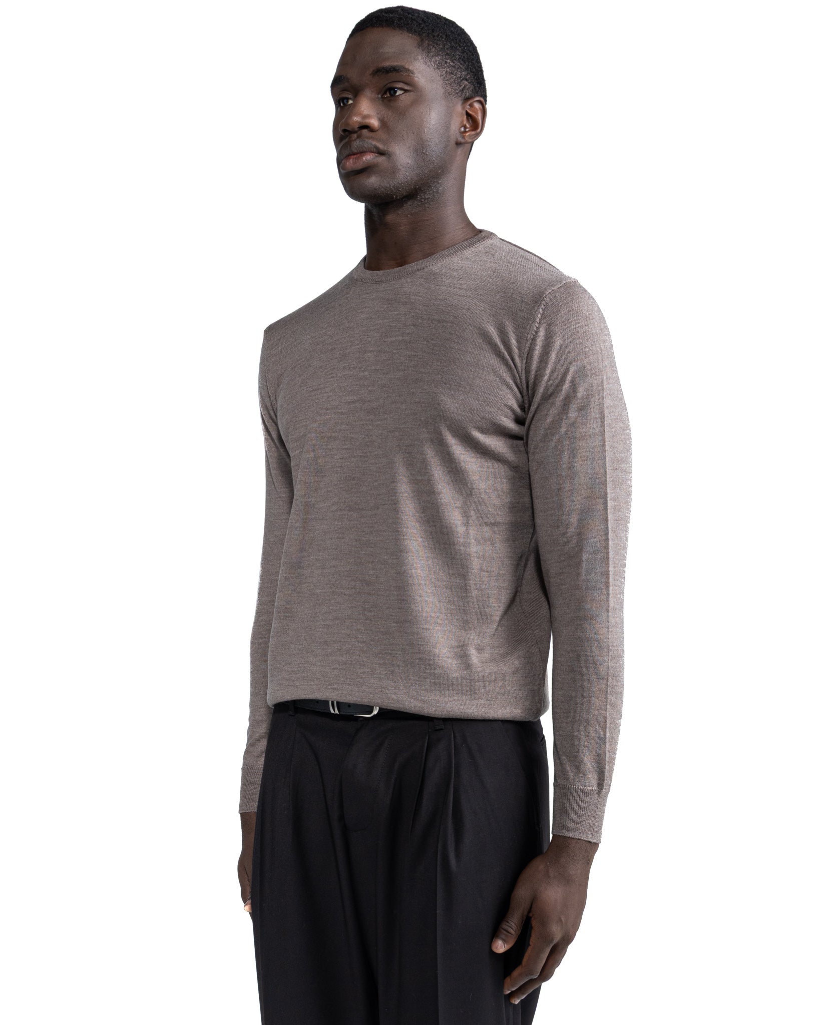 Girocollo Furore in lana merino Tollegno beige