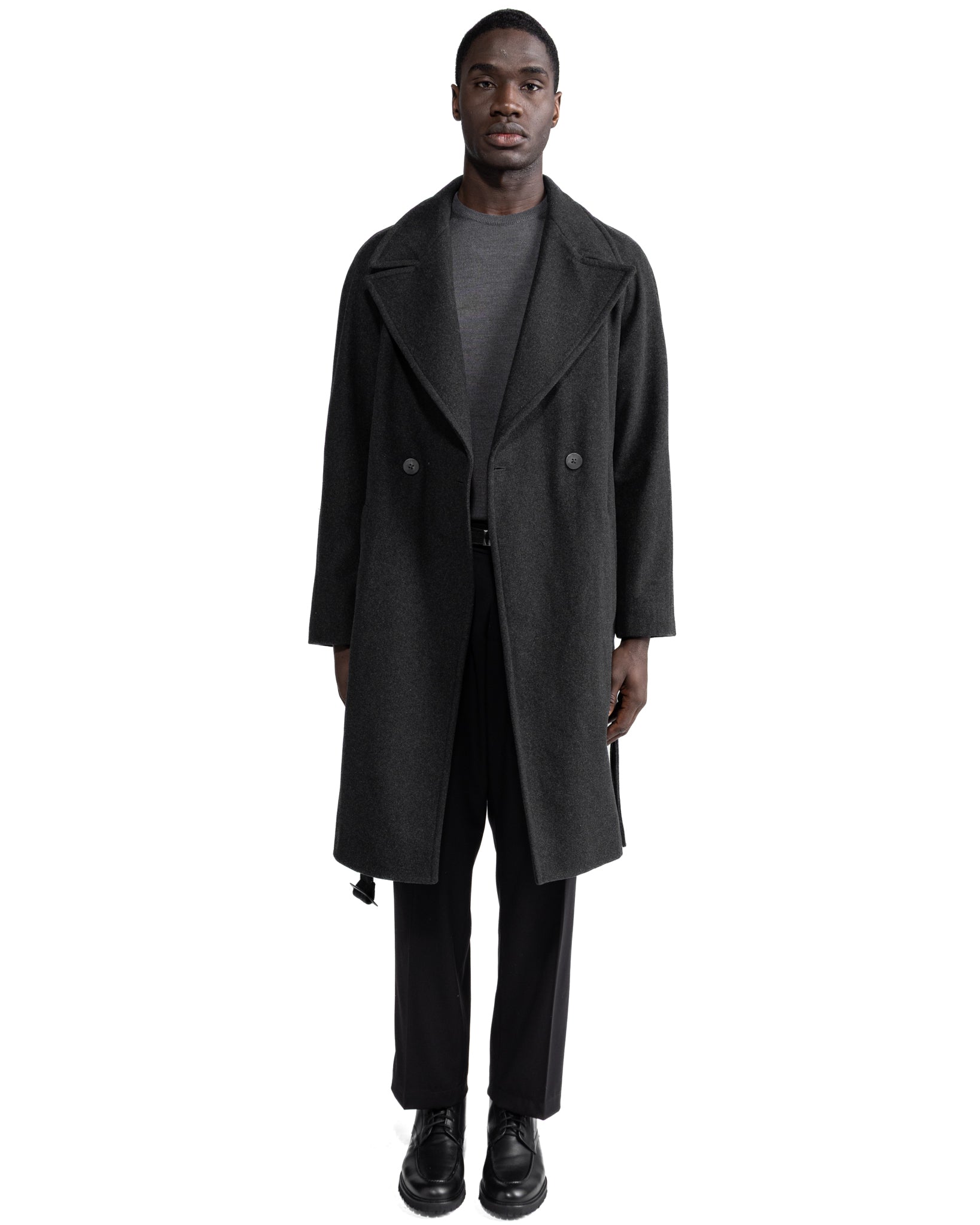 Cappotto lungo Freud in flanella grigio