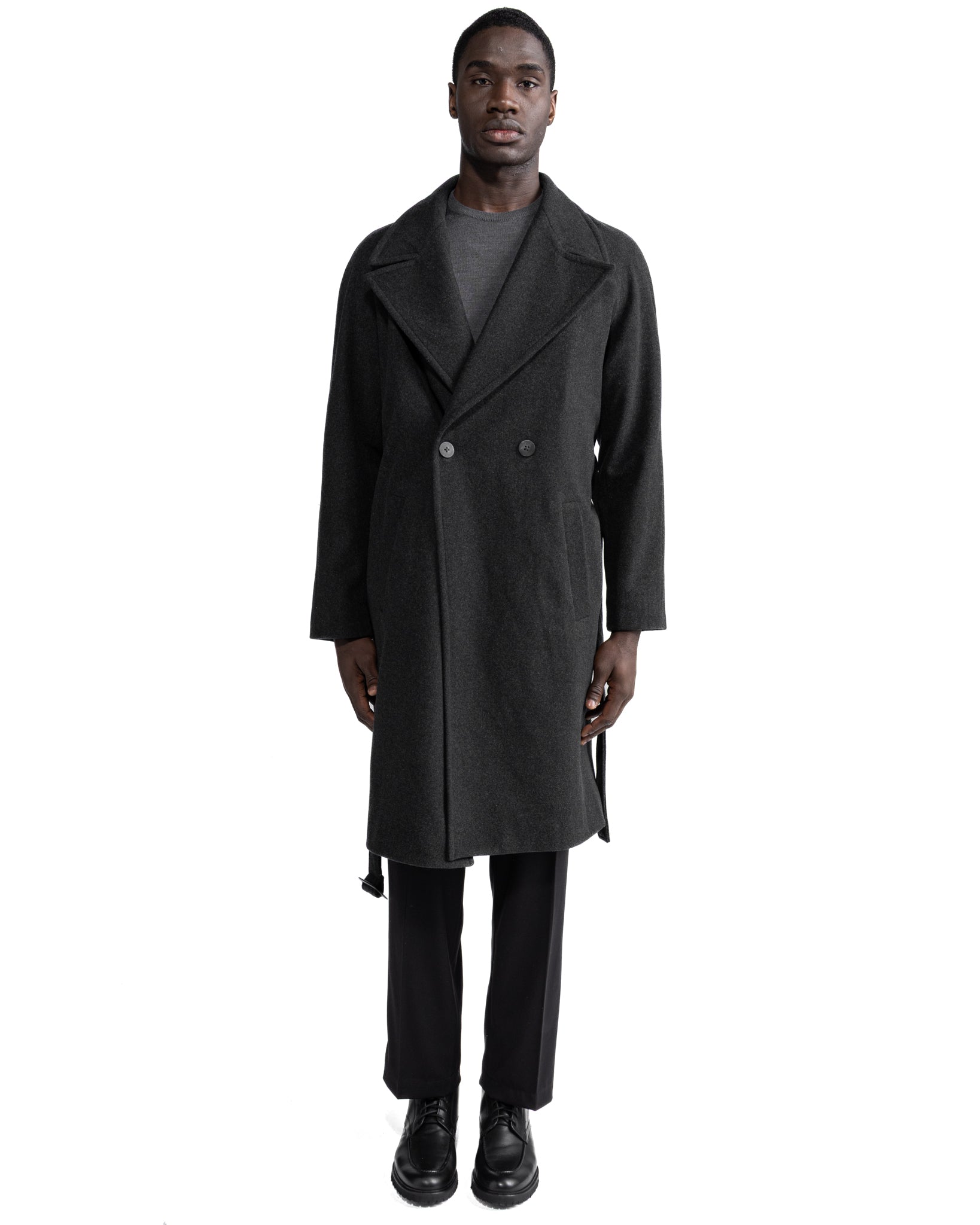 Cappotto lungo Freud in flanella grigio