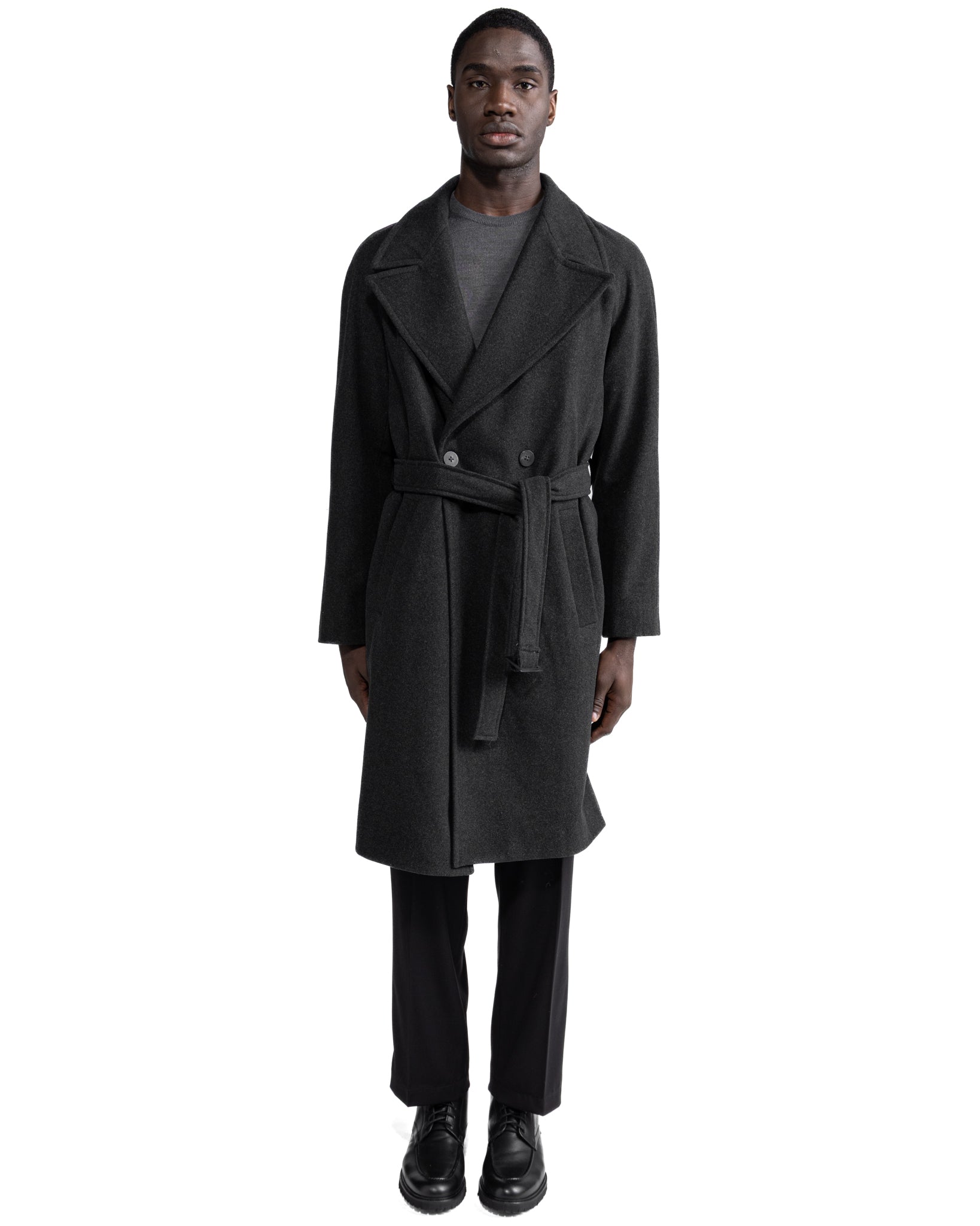 Cappotto lungo Freud in flanella grigio