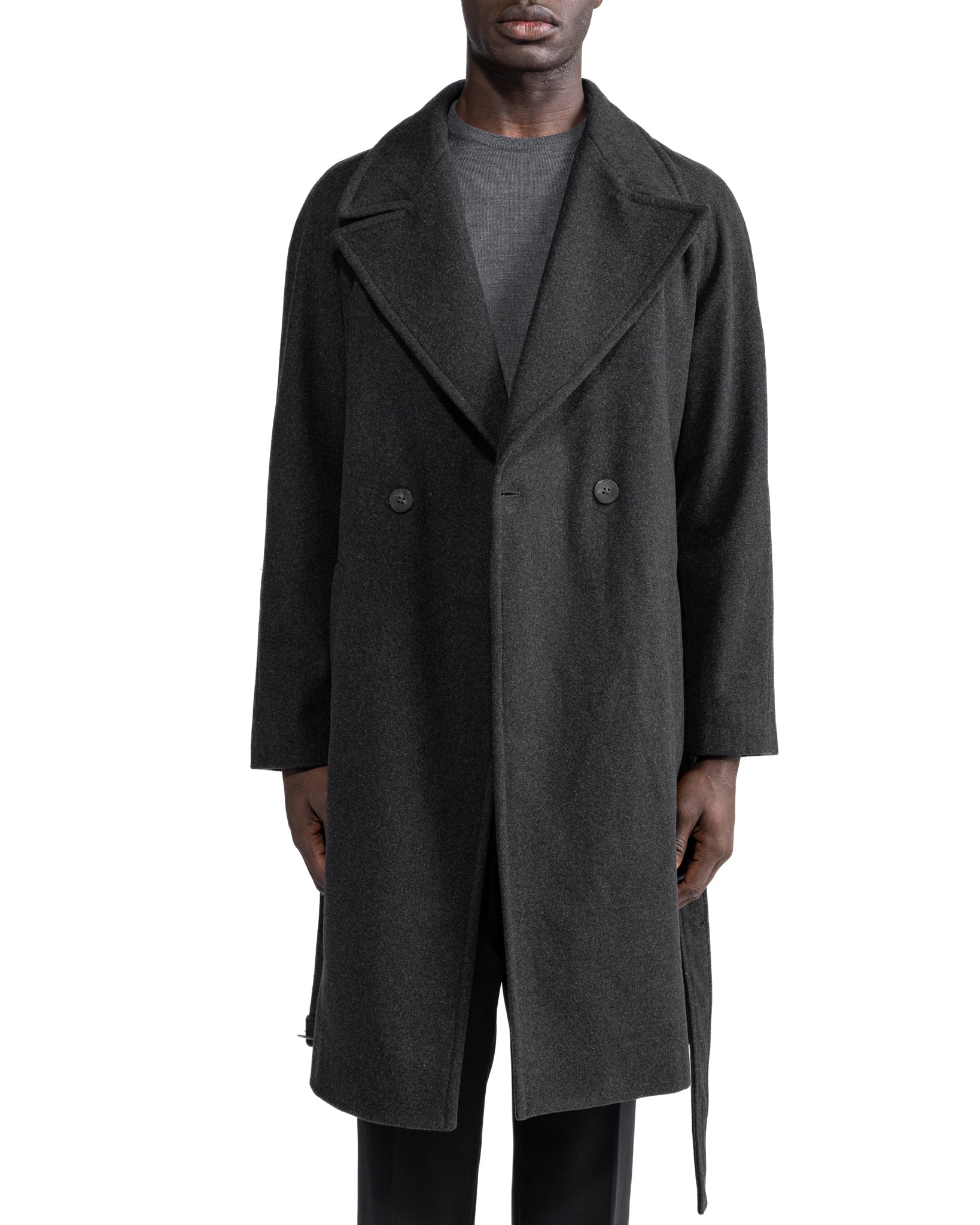 Cappotto lungo Freud in flanella grigio