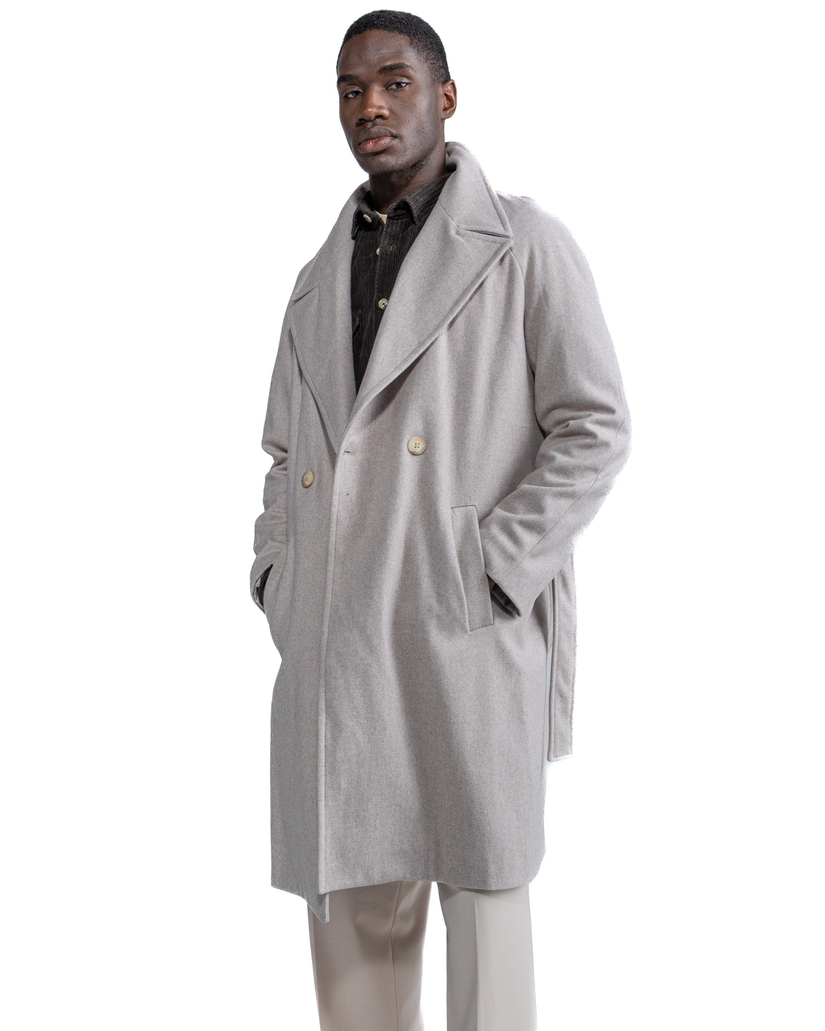 Cappotto lungo Freud in flanella grigio