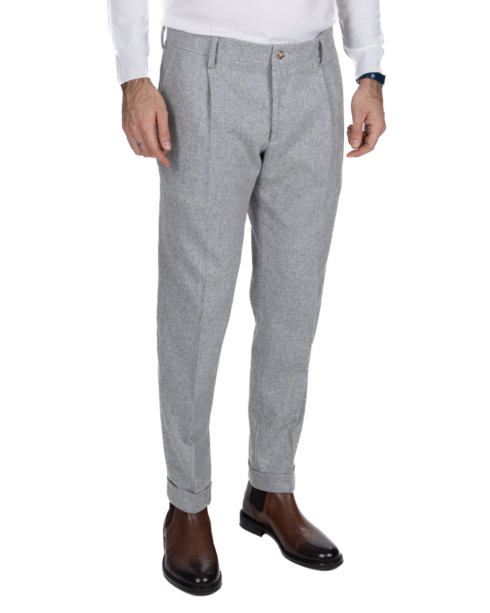 Pantalone Leica in flanella grigio