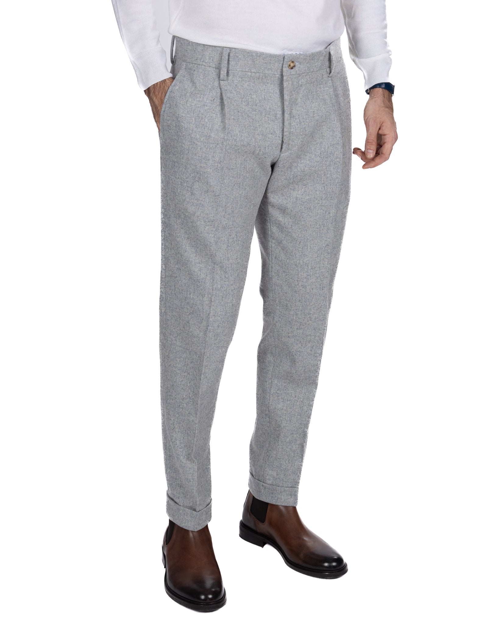 Pantalone Leica in flanella grigio