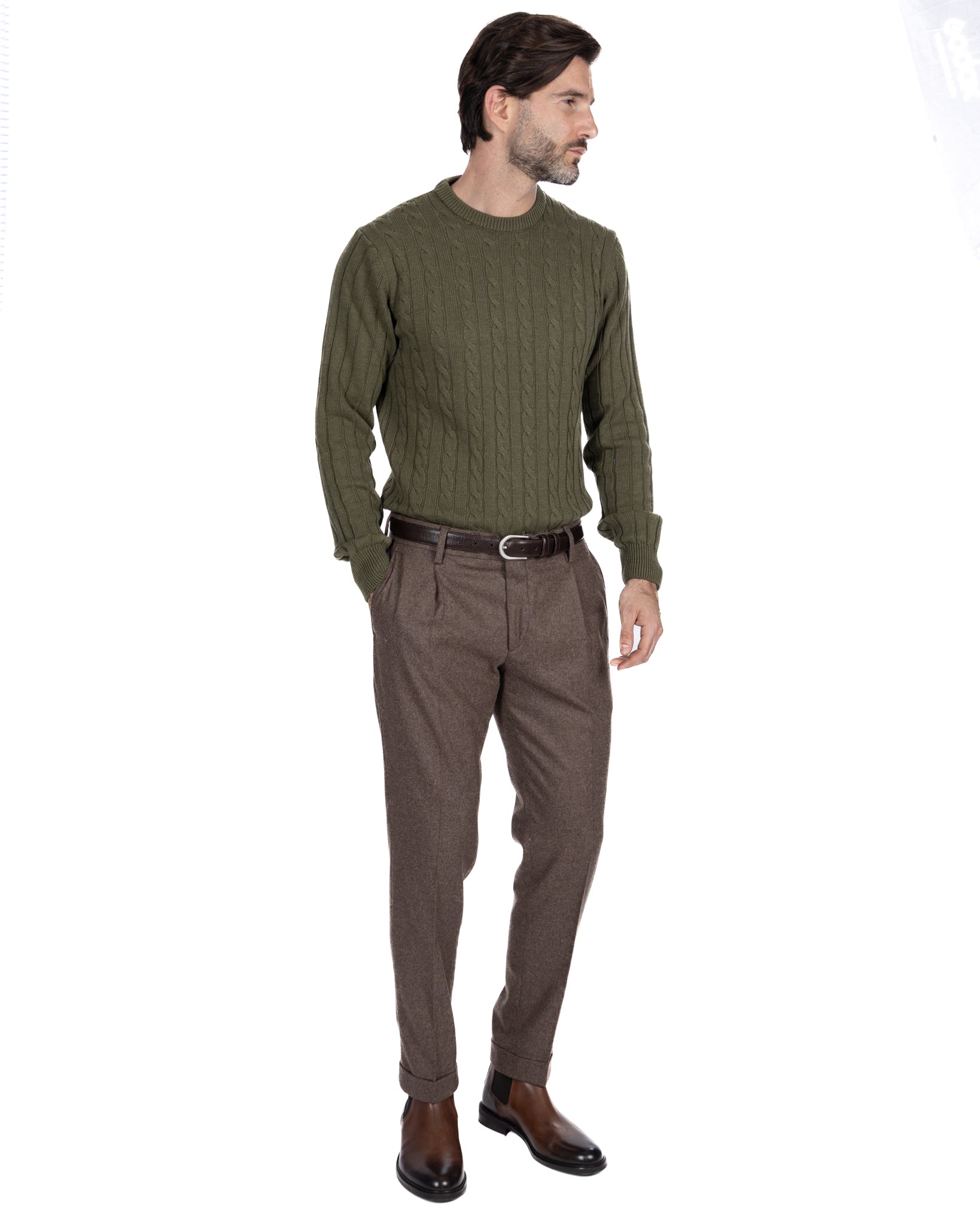 Pantalone Leica in flanella fango