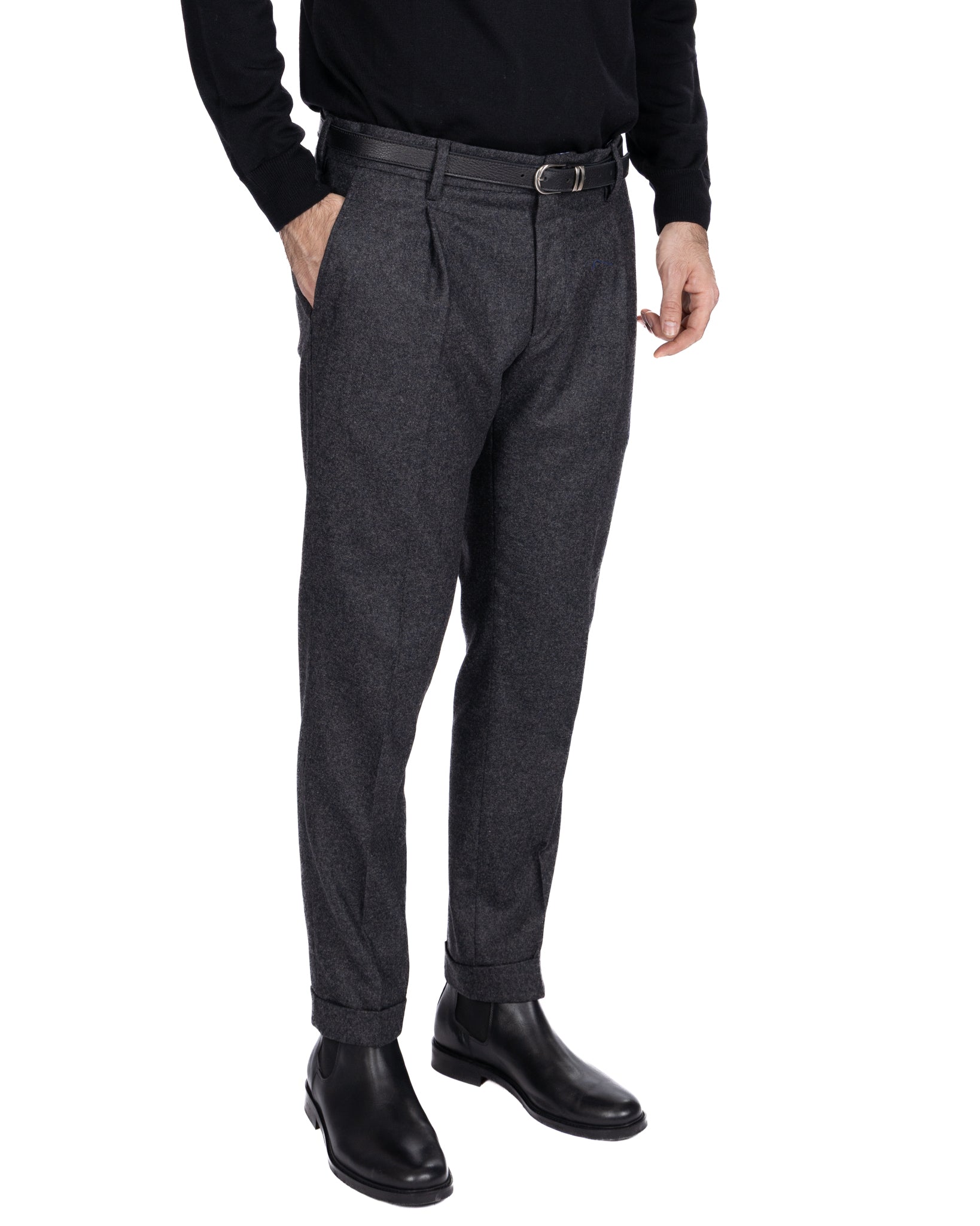 Pantalone Leica in flanella antracite