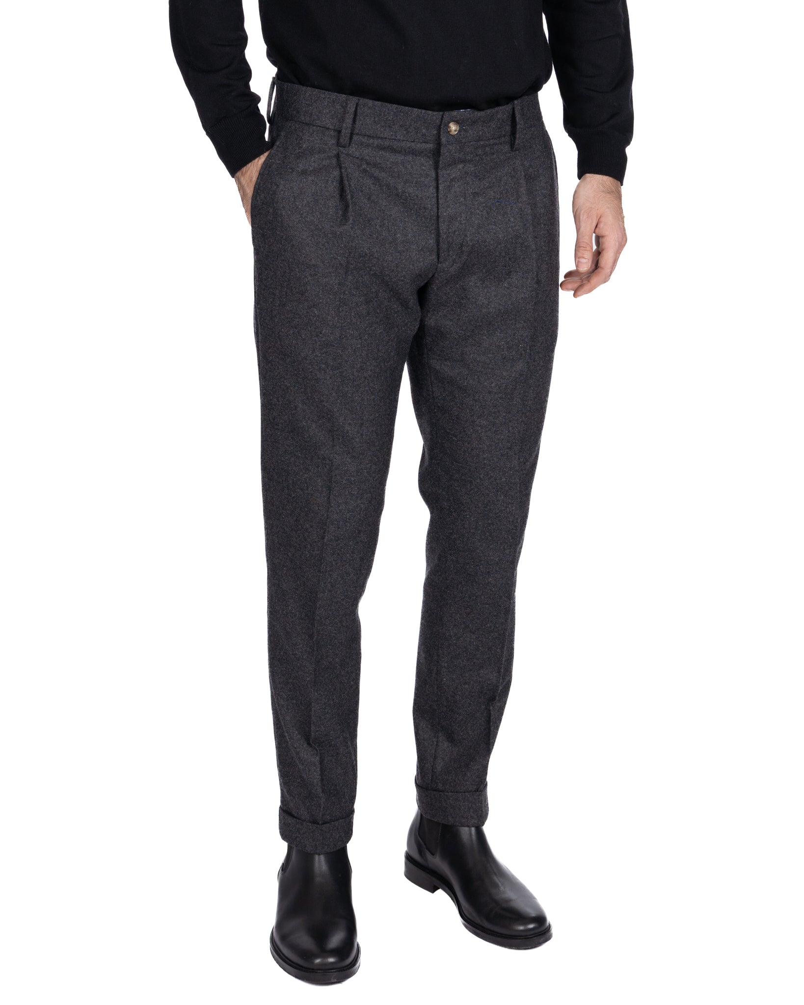 Pantalone Leica in flanella antracite