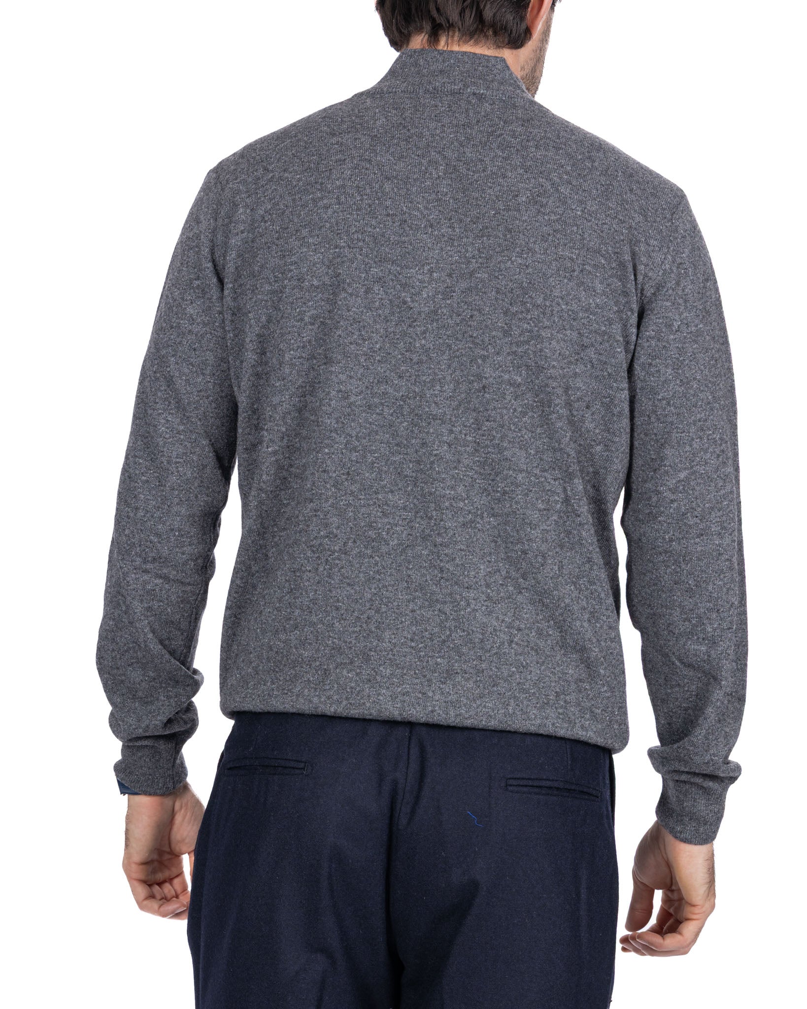 Maglione Rory grigio con zip in misto cachemire