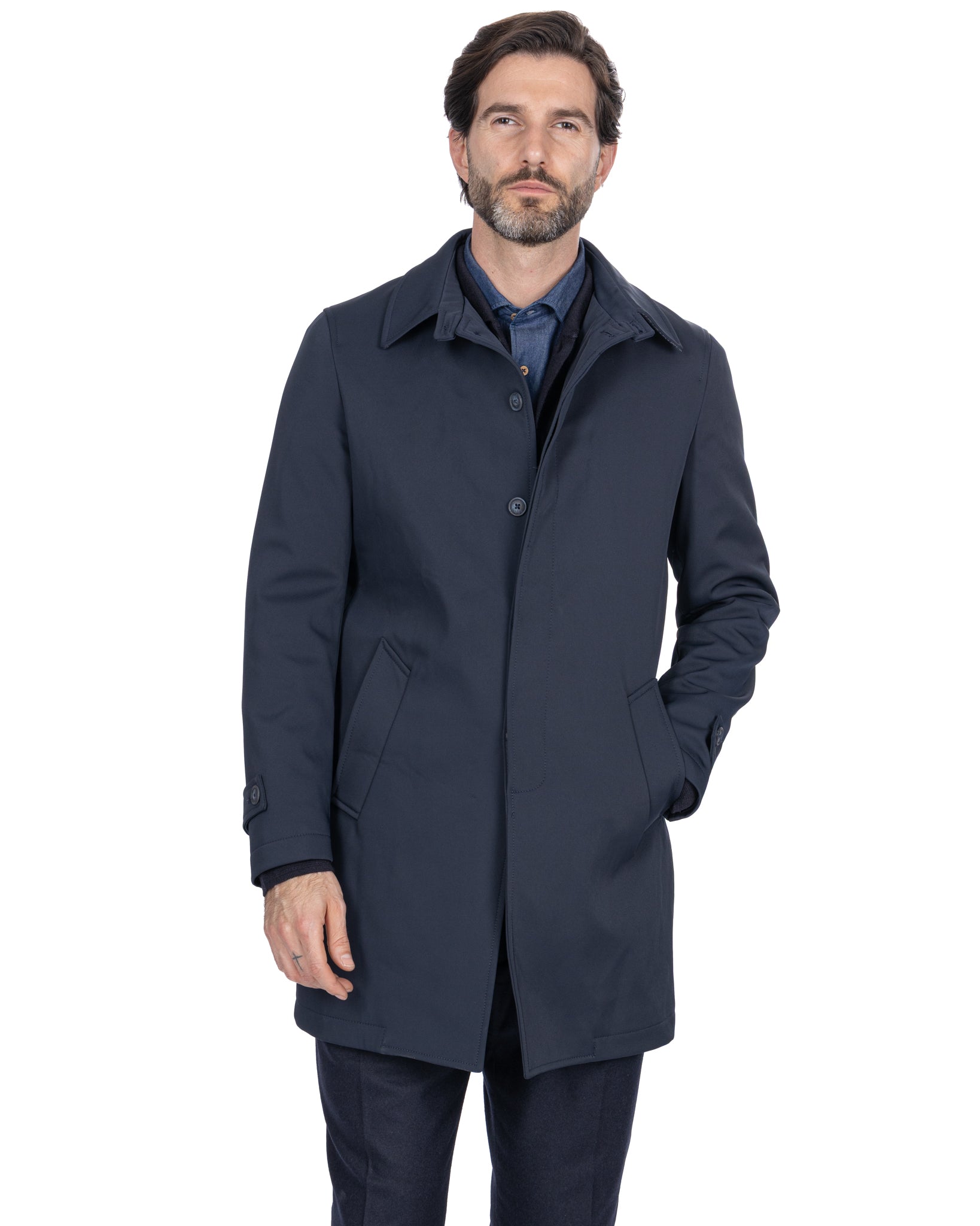 Trench Tyler tecnico trapuntato blu