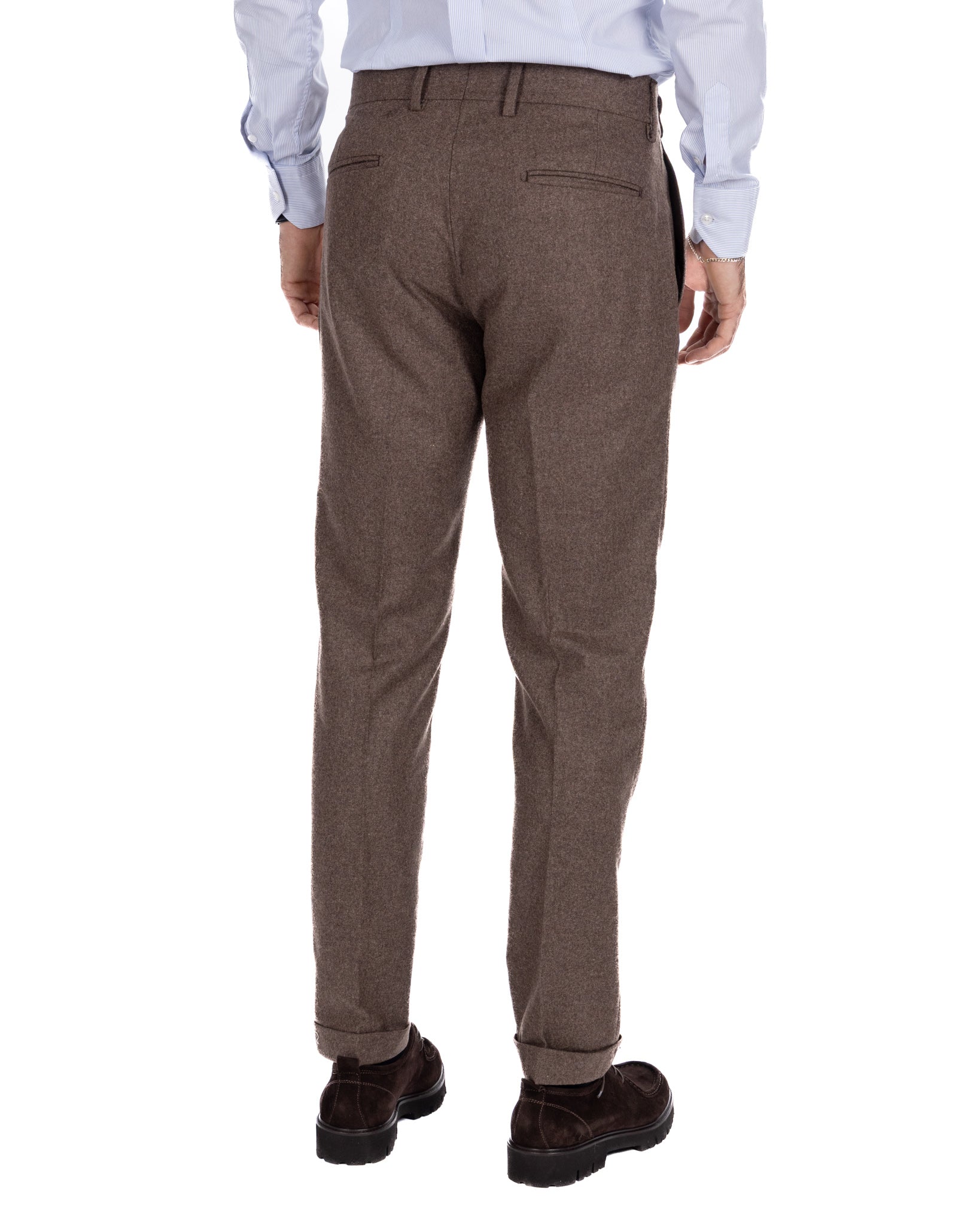 Pantalone Canon in flanella fango