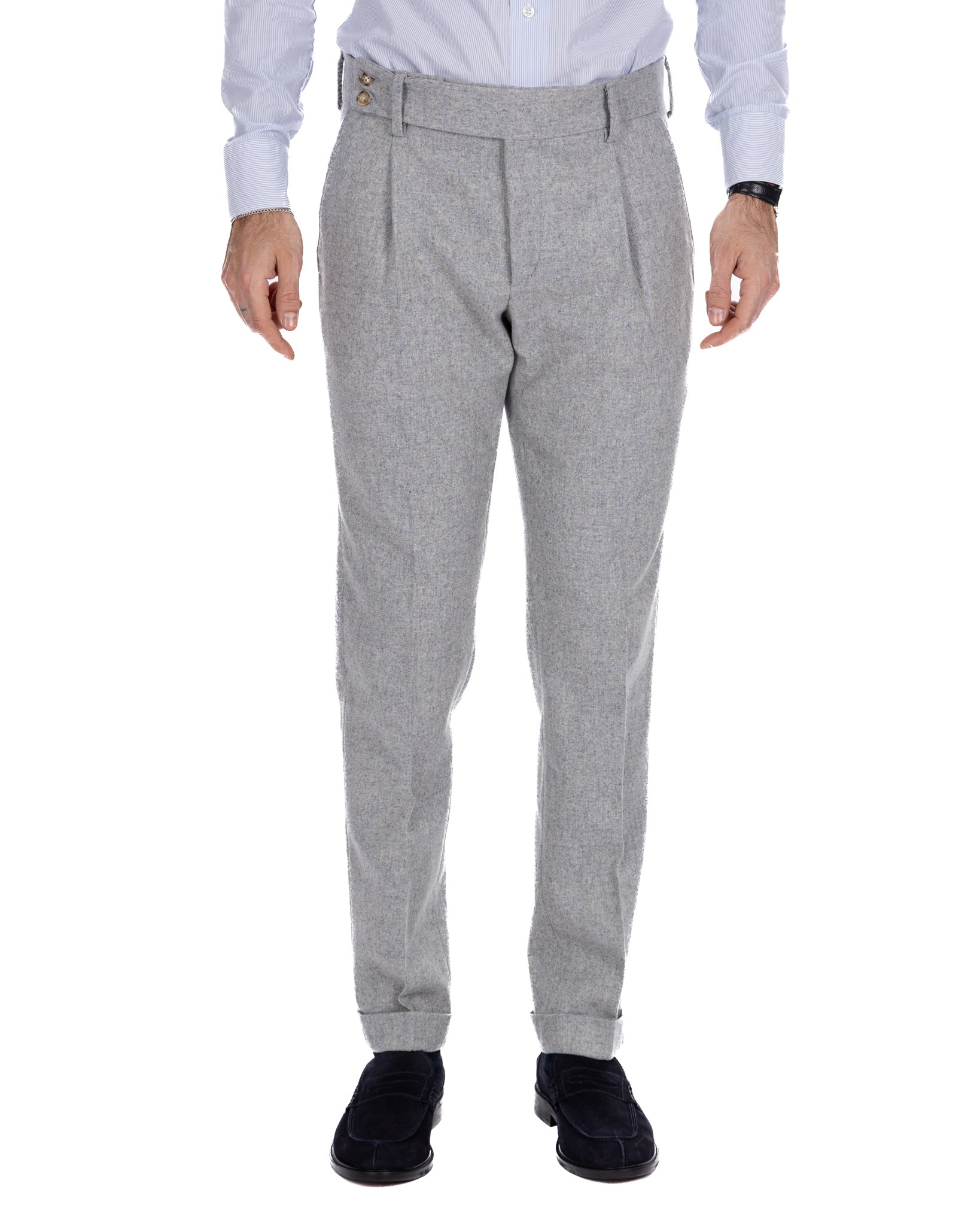 Pantalone Canon in flanella grigio chiaro