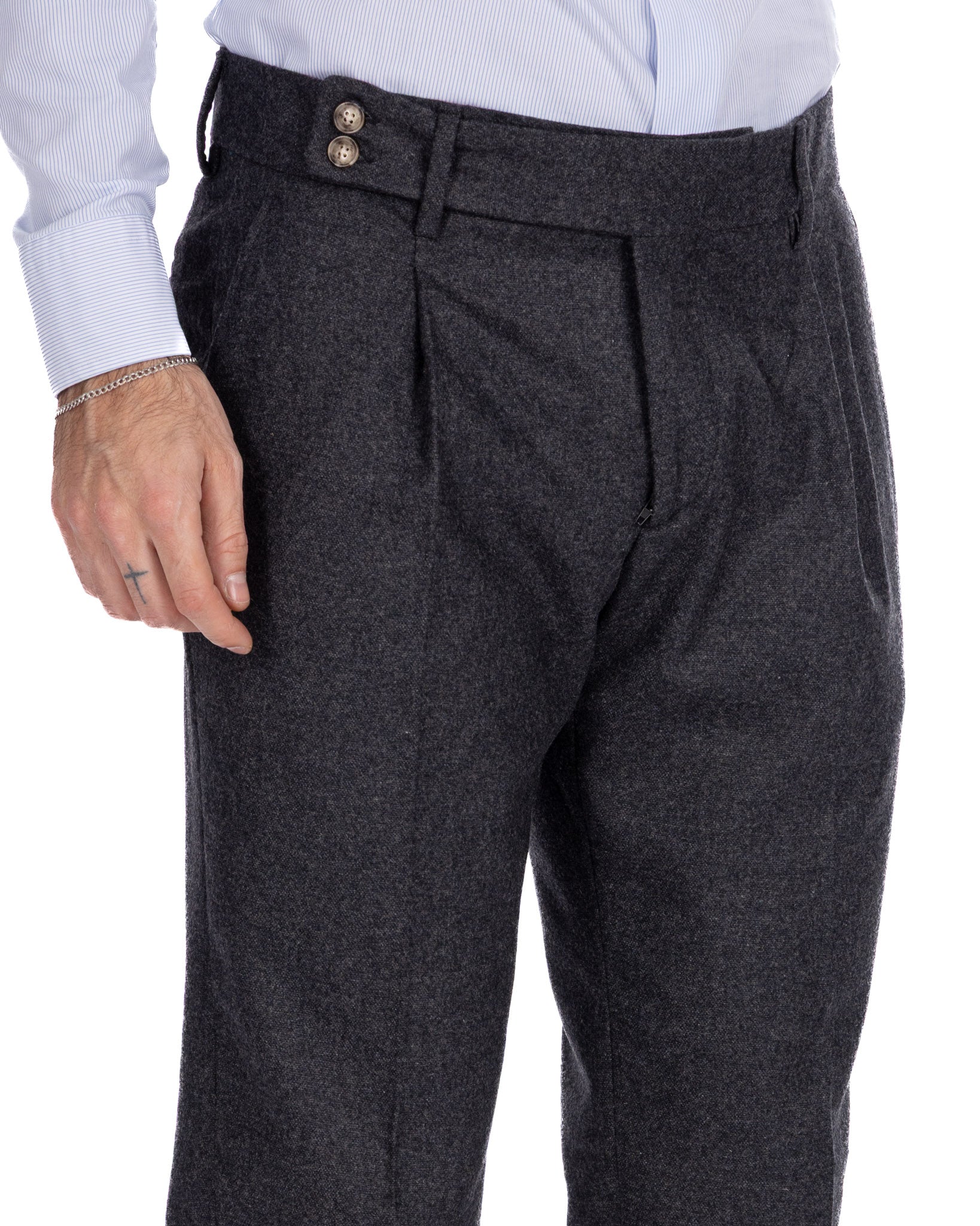 Pantalone Canon in flanella antracite