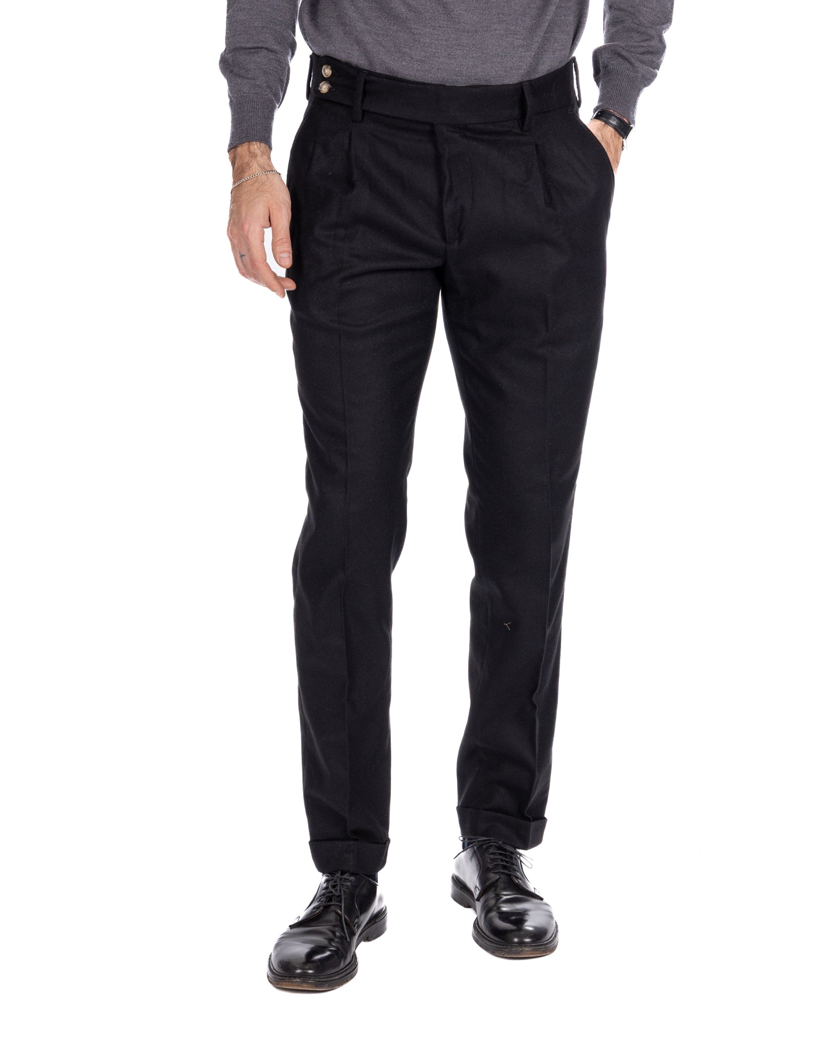 Pantalone Canon in flanella nero