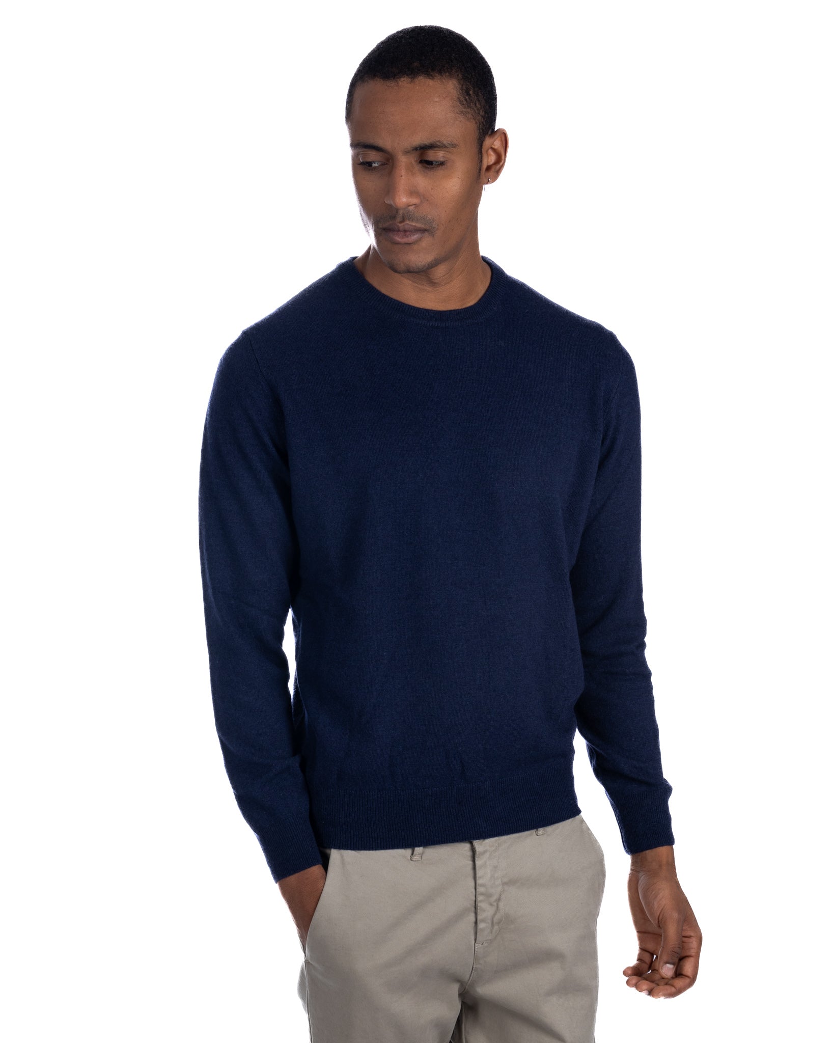 Girocollo Dustin in misto cachemire blu