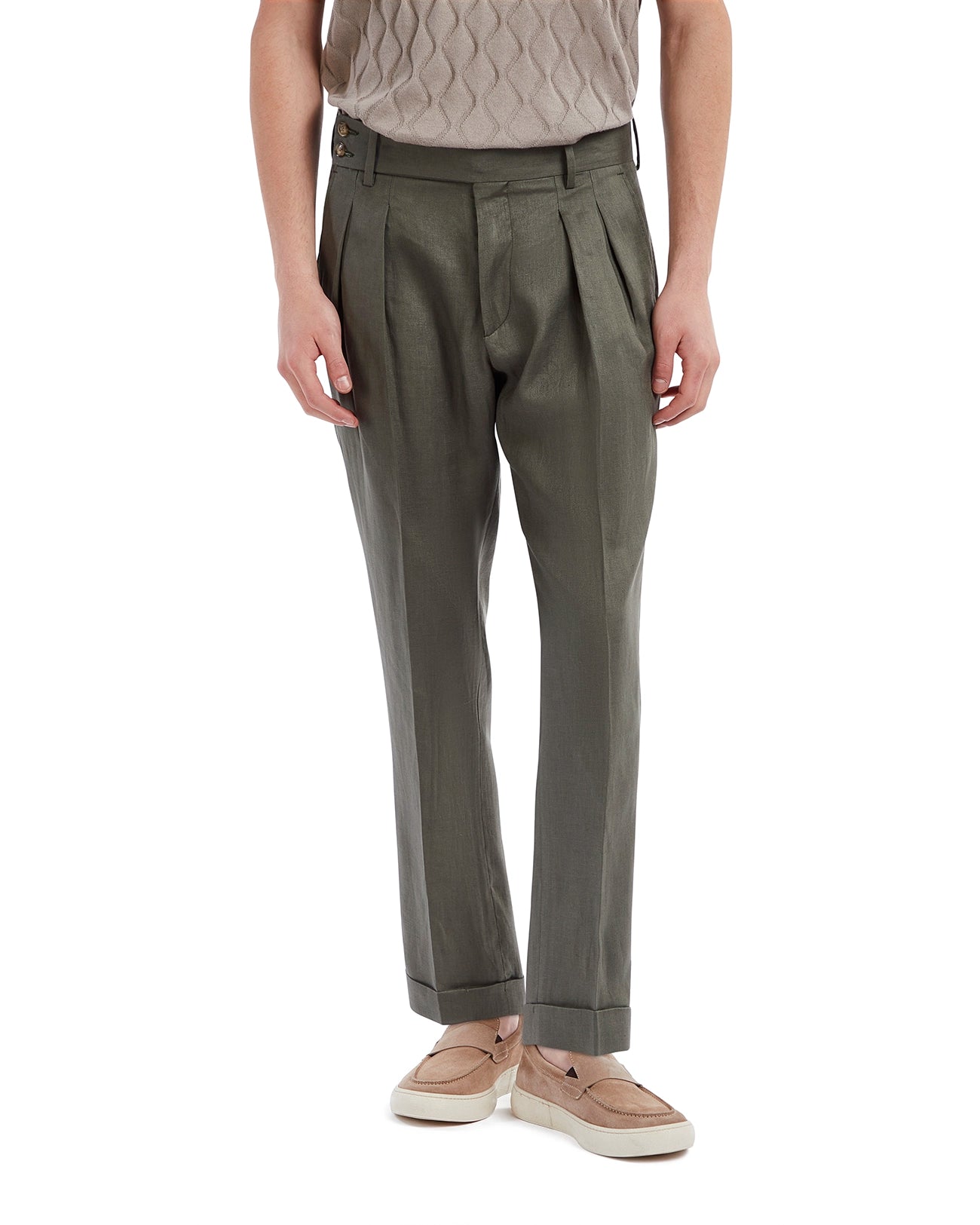 Pantalone Cargese in puro lino militare