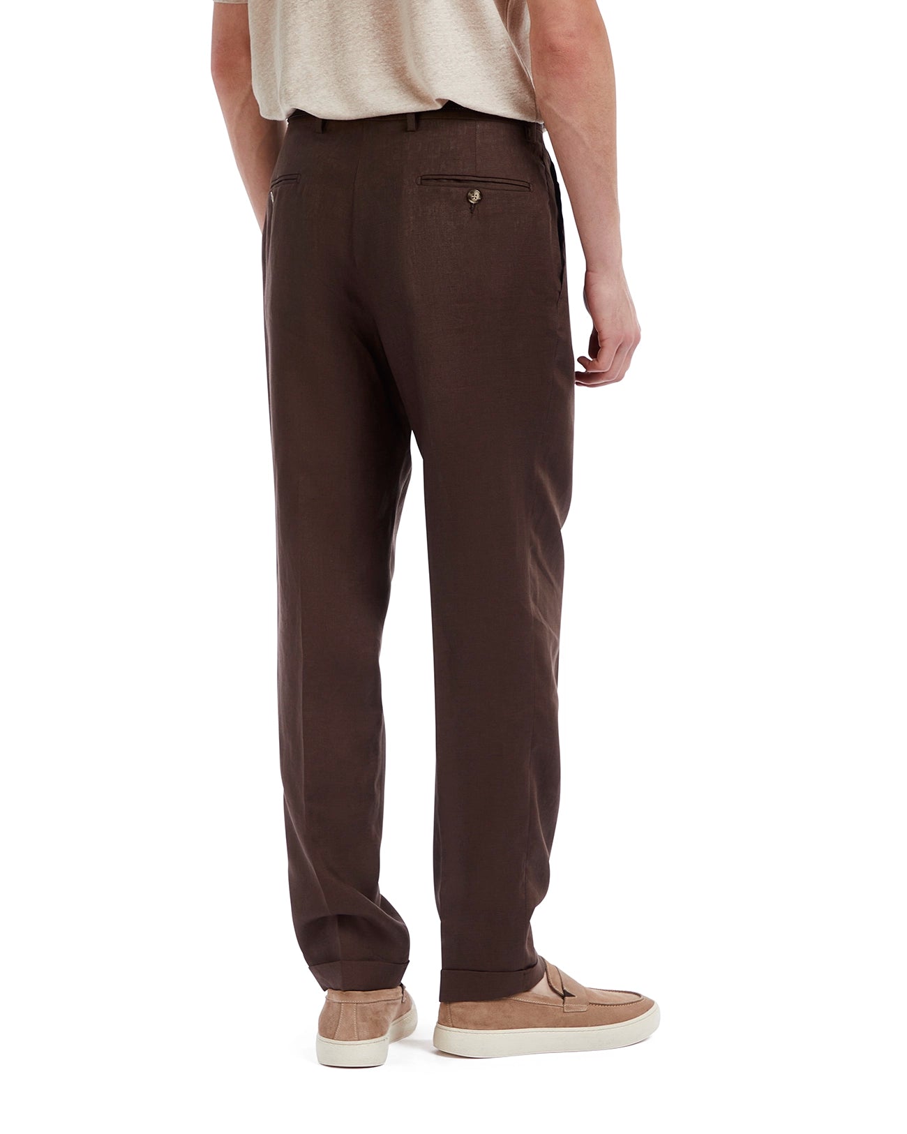 Pantalone Piana in puro lino moro