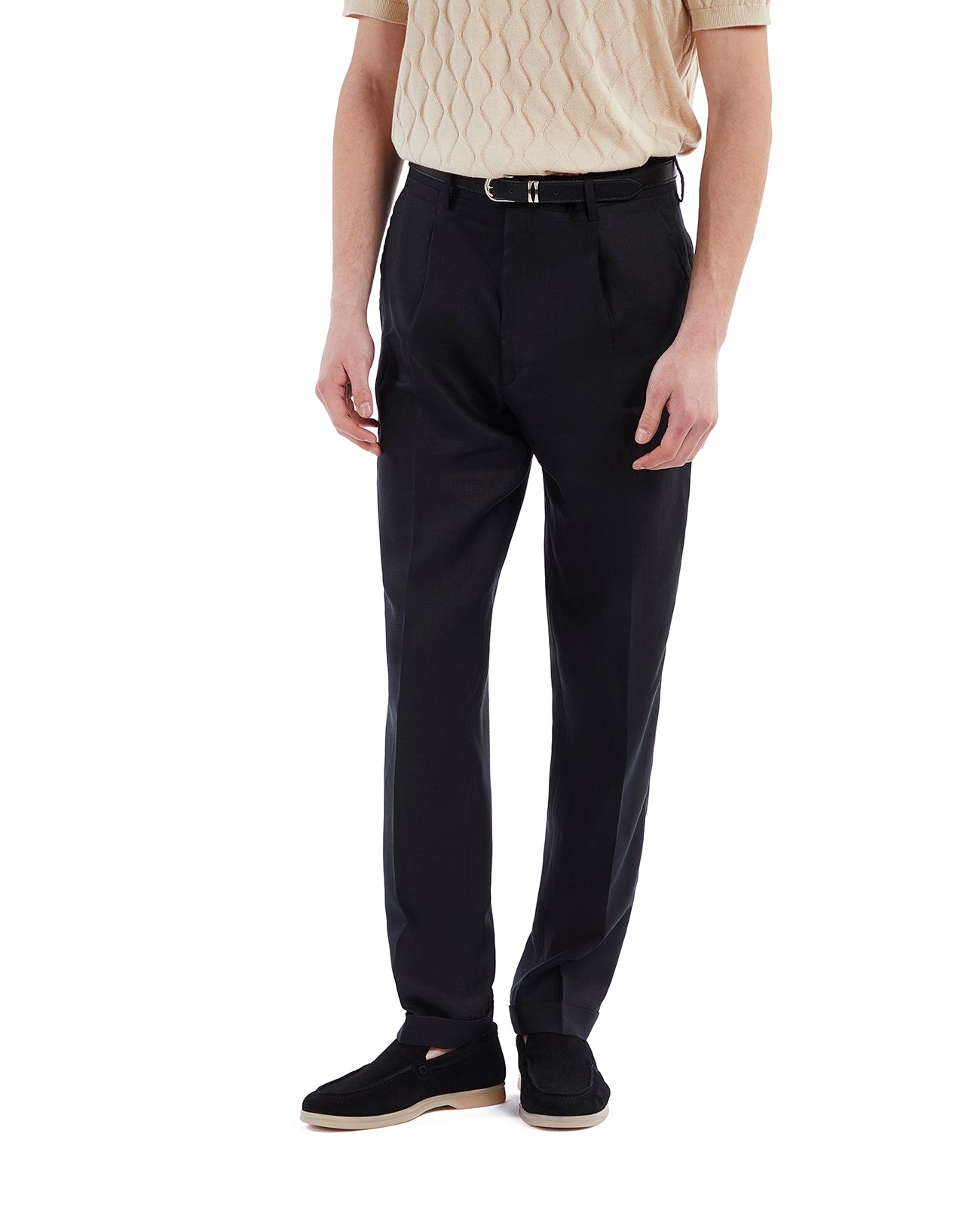 Pantalone Piana in puro lino nero