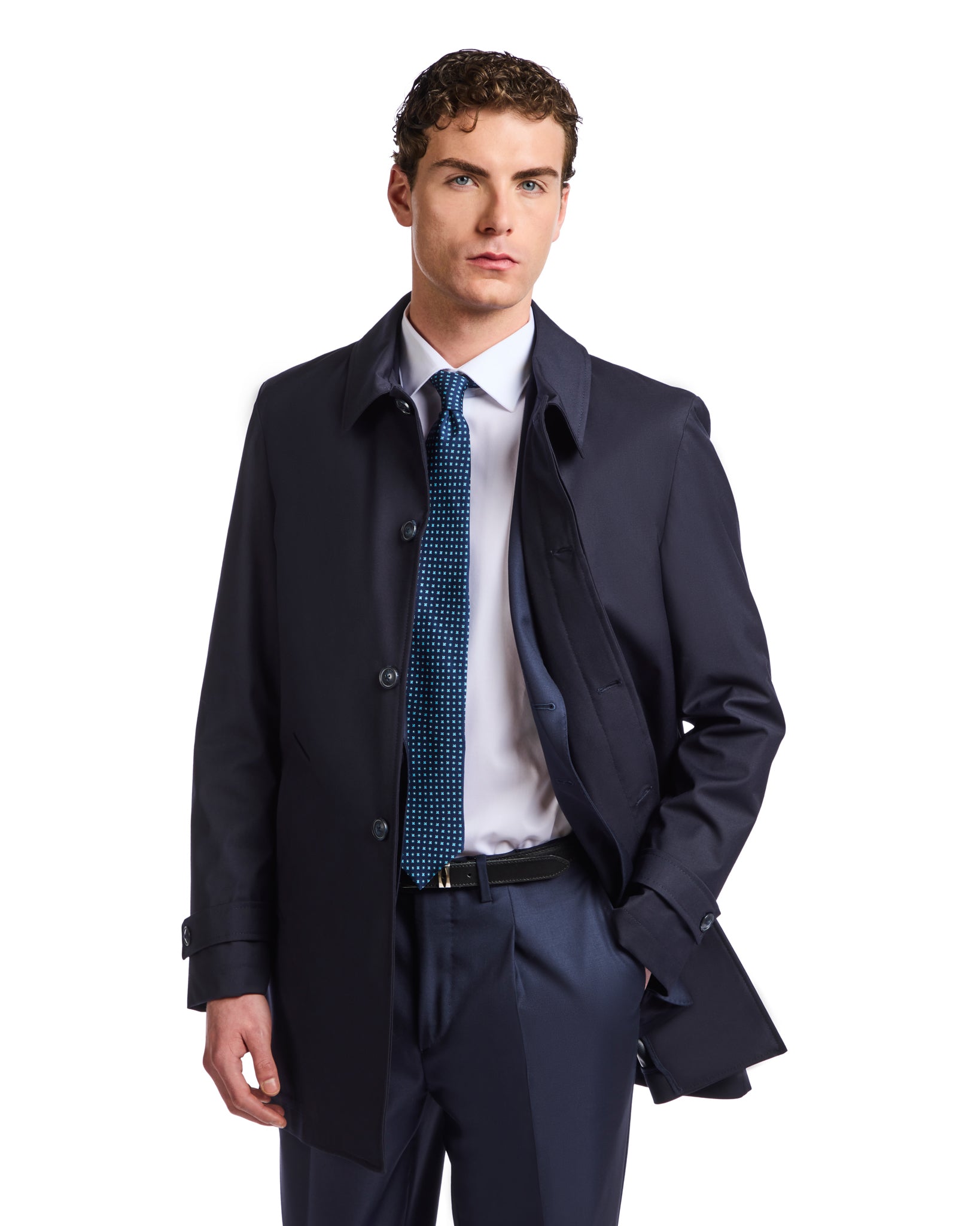 Trench Mantova sfoderato blu