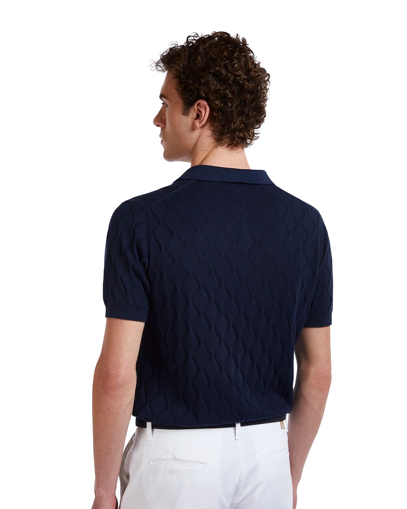Polo Peter a onde in maglia blu