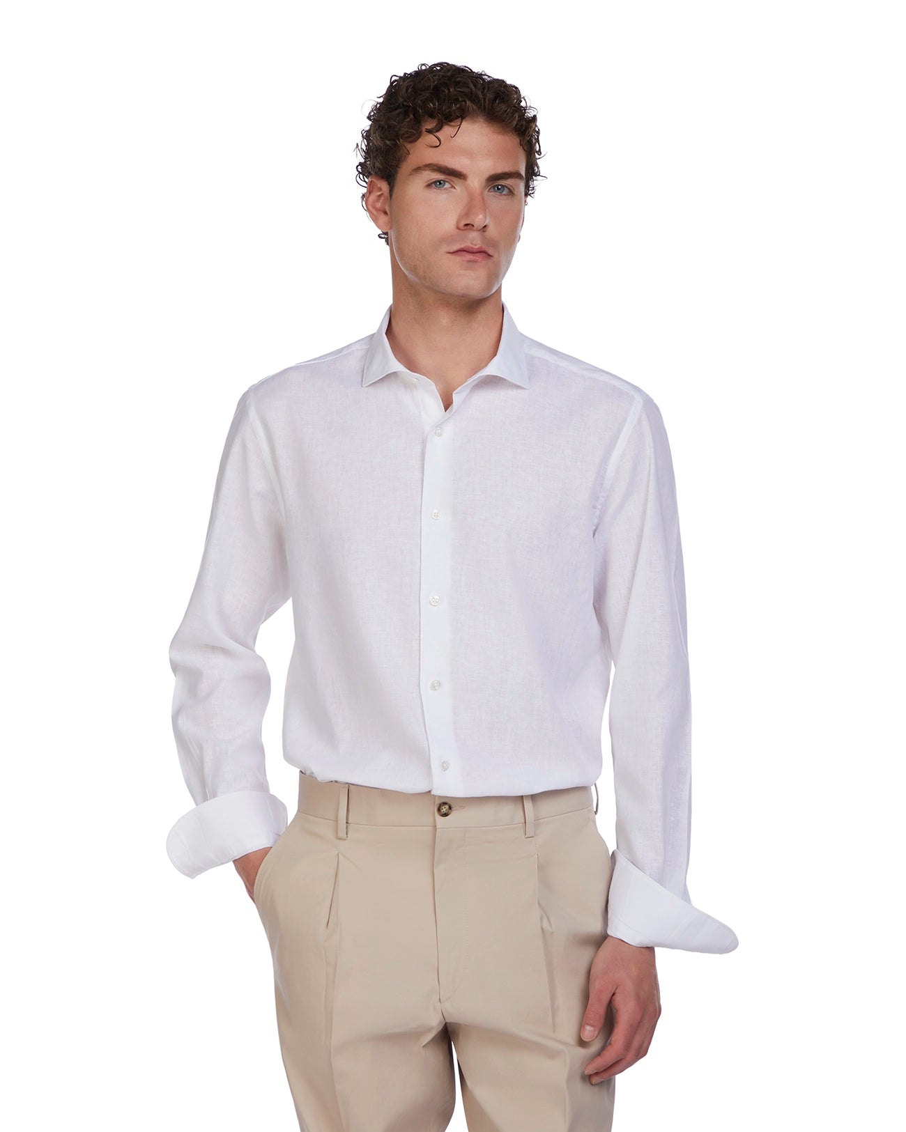 Camicia Rennes in lino e cotone bianca