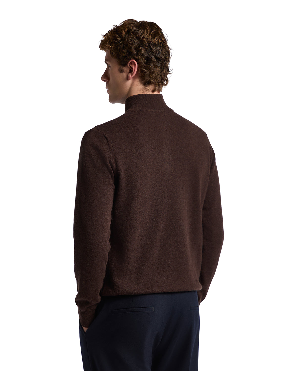 Lupetto con zip Rory in misto cachemire moro