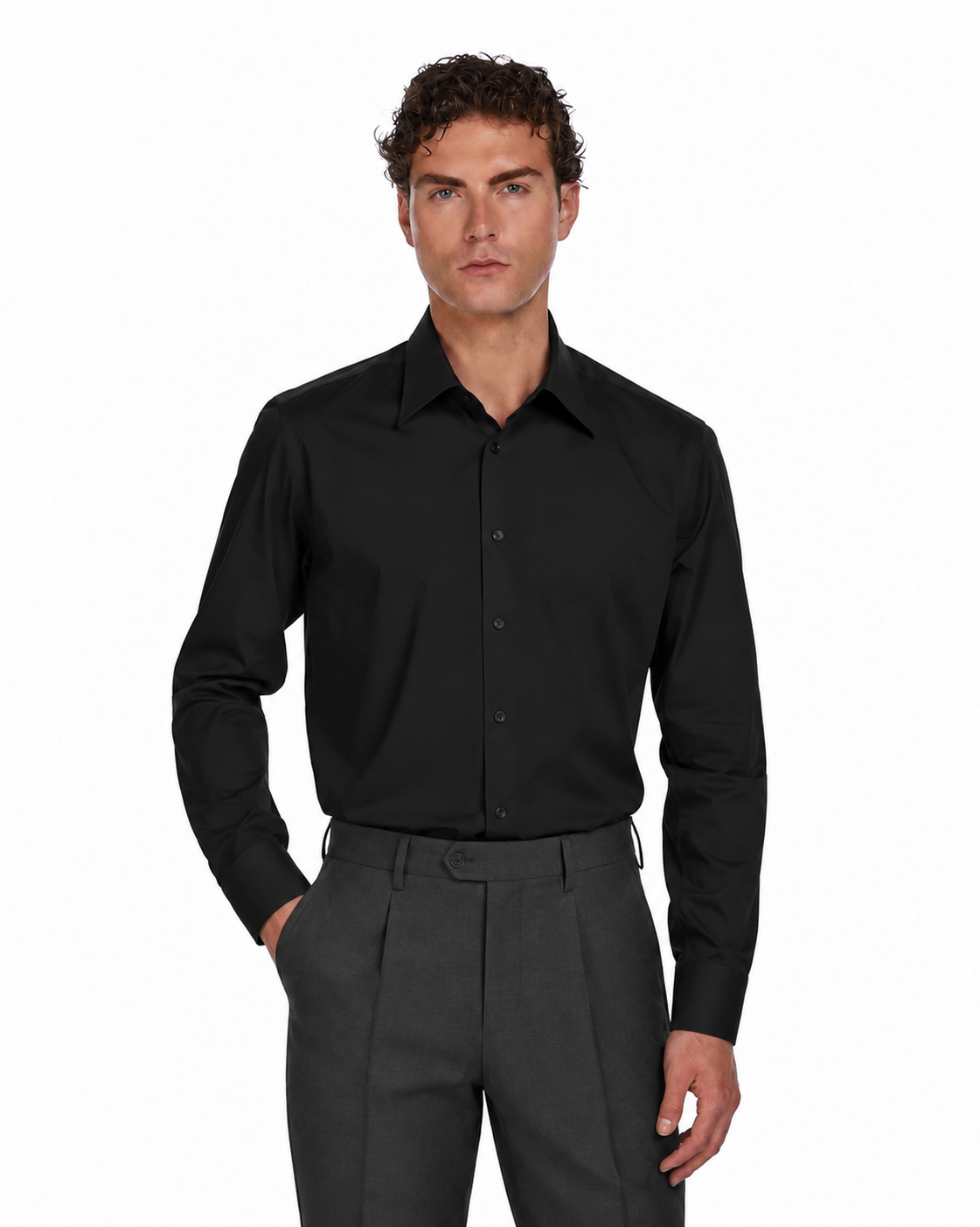 Camicia Heckler nera in popeline di cotone