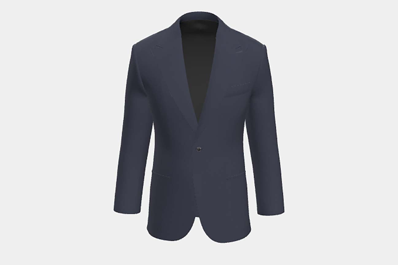 Giacca su misura lana 120s blu Canonico