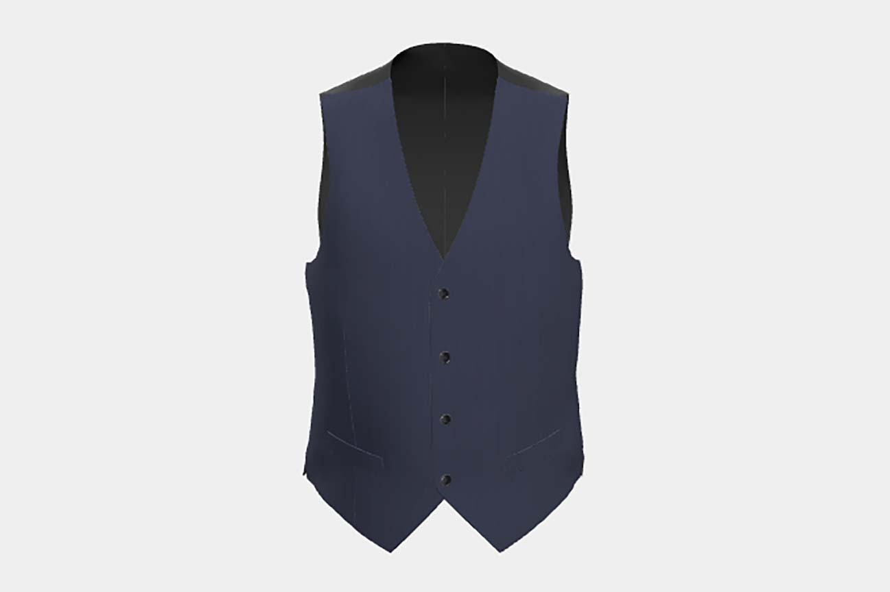 Gilet su misura lana e seta solaro 150s blu Caccioppoli
