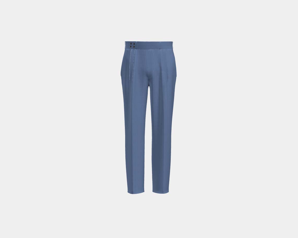 Pantalone con fascia su misura lana solaro 130s blu chiaro Caccioppoli