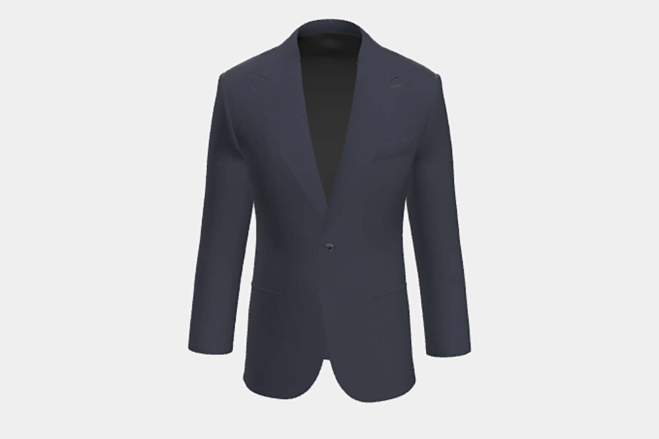 Giacca su misura lana e seta 150s blu Caccioppoli