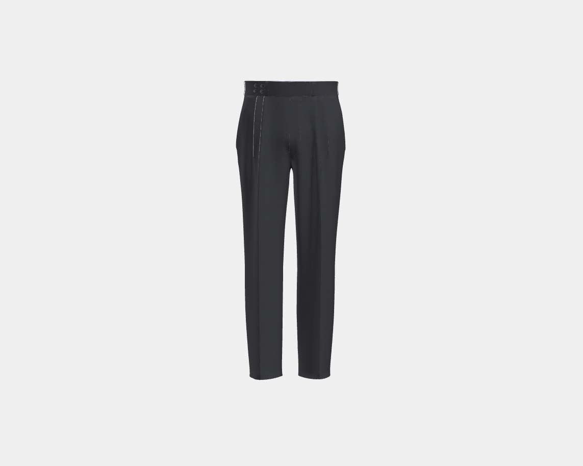 Pantalone con fascia su misura lana 110s nero Canonico