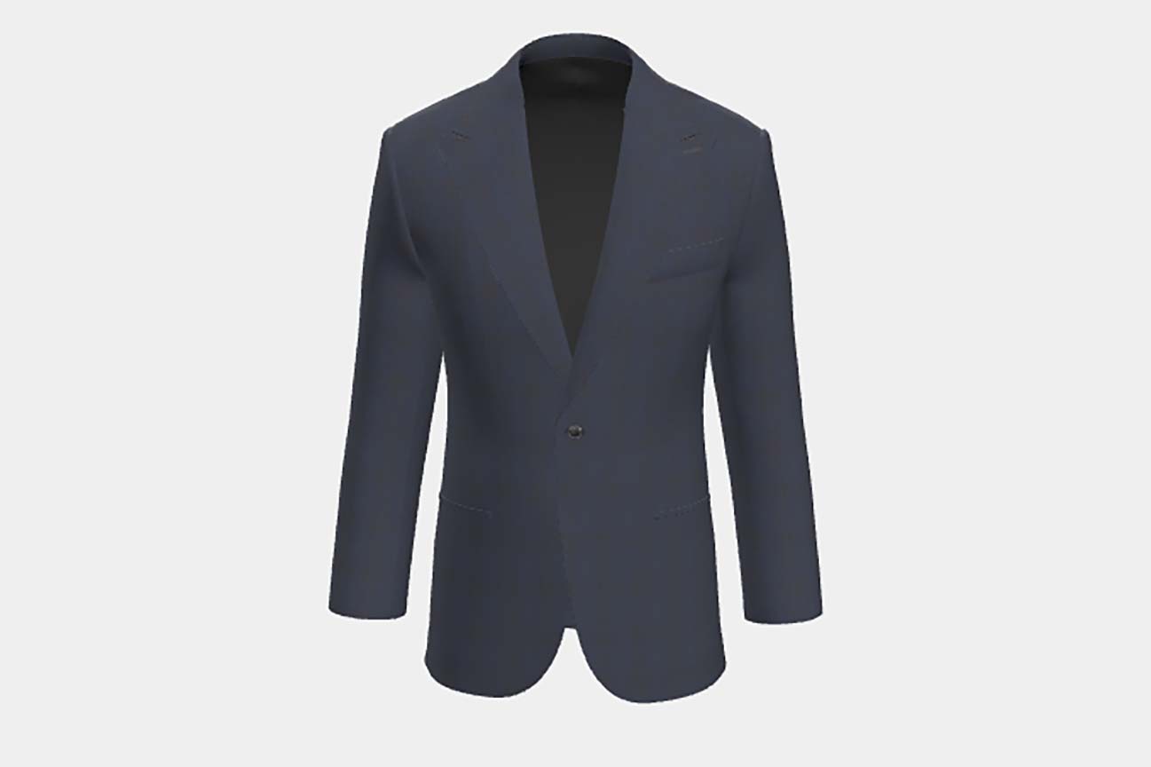 Giacca su misura lana 130s finestrato blu Caccioppoli