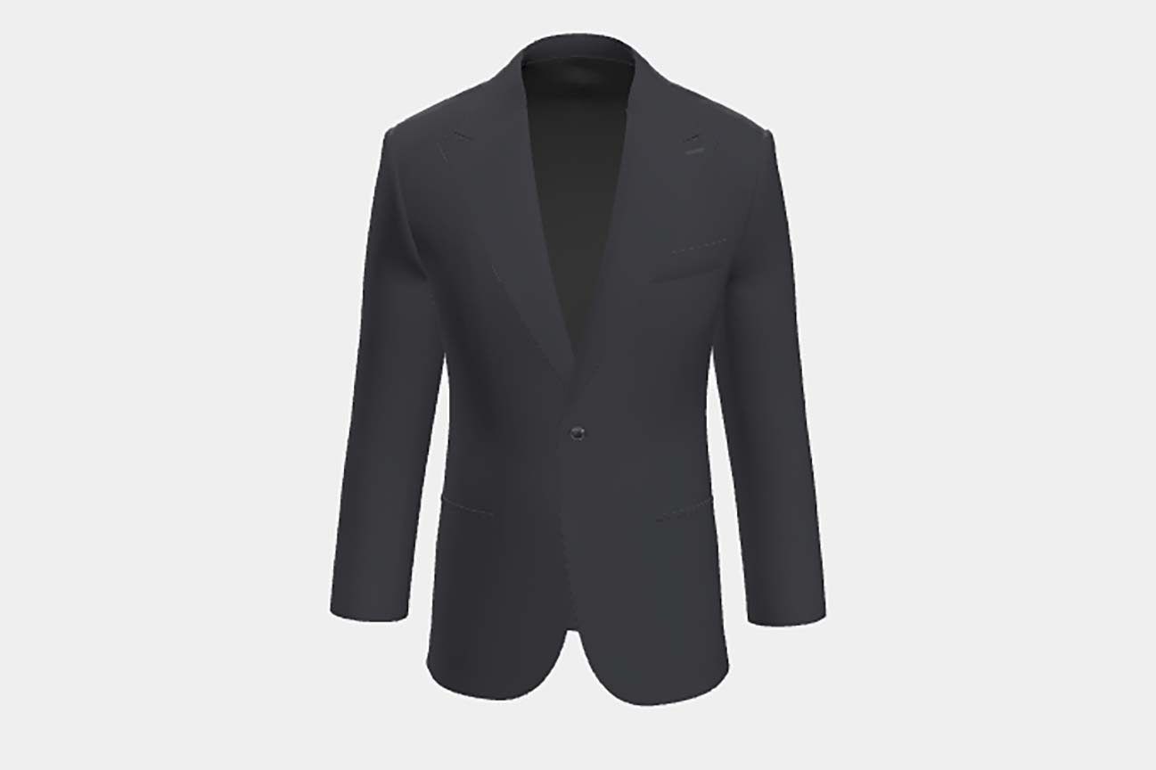 Giacca su misura lana 130s hopsack blu Caccioppoli