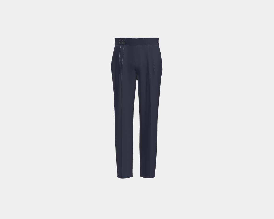 Pantalone con fascia su misura lana 150s grigio Loro Piana