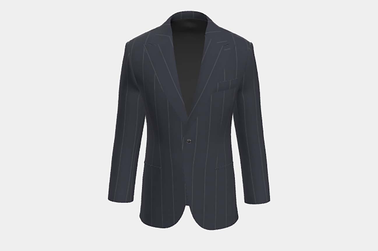 Giacca su misura lana 130s gessato blu Caccioppoli