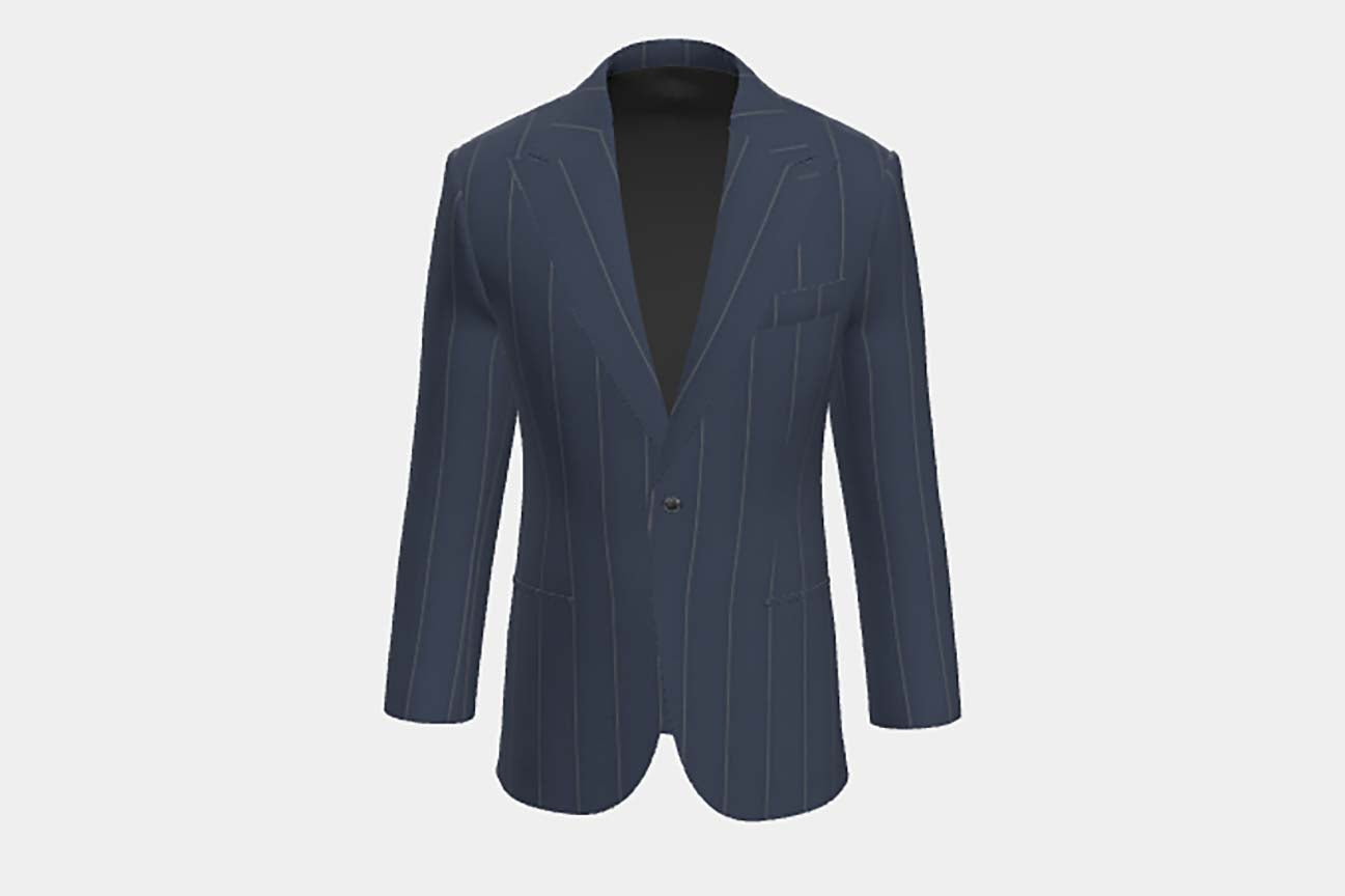 Giacca su misura lana 130s gessato blu Caccioppoli
