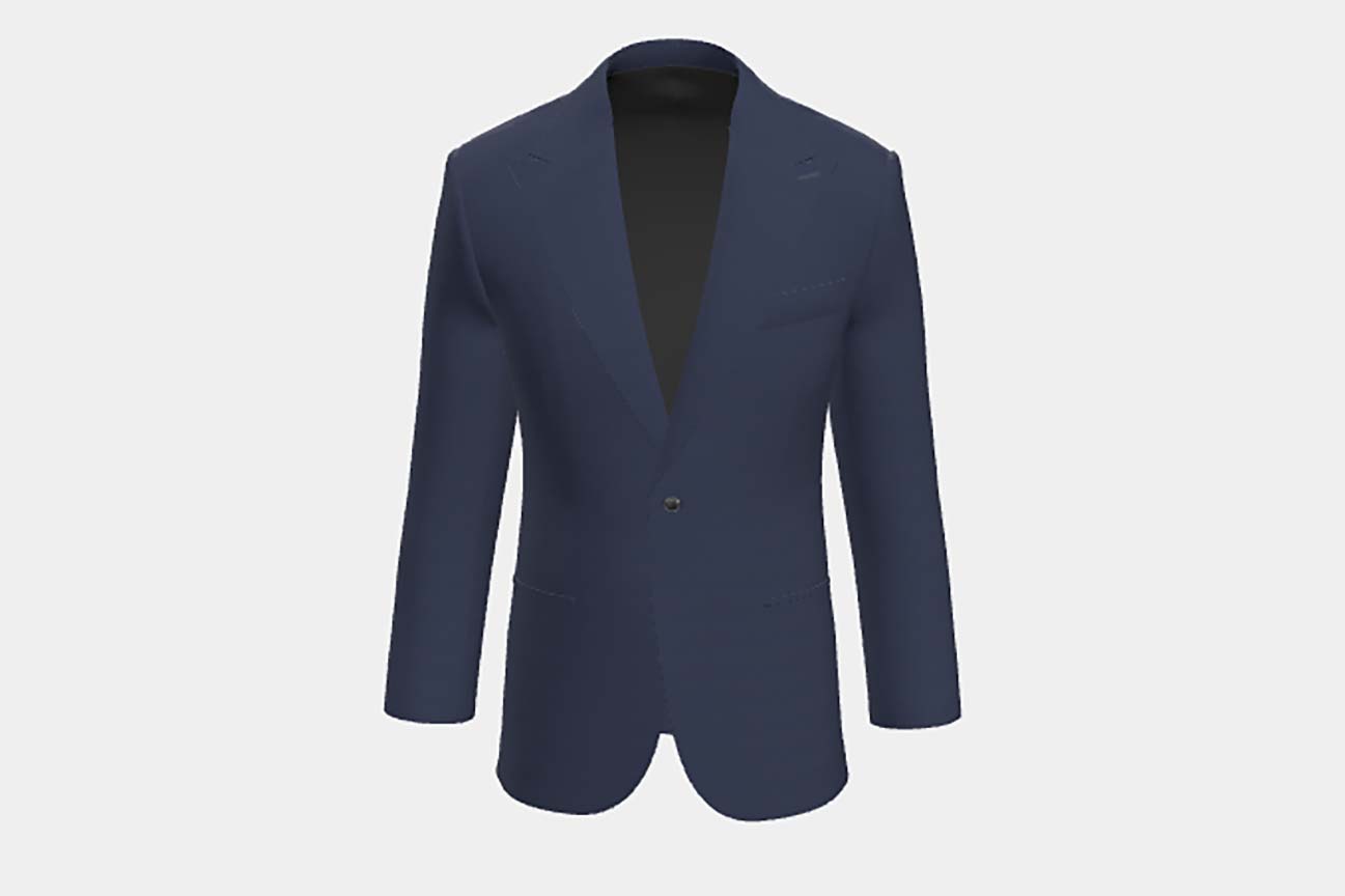 Giacca su misura lana 130s finestrato blu Caccioppoli