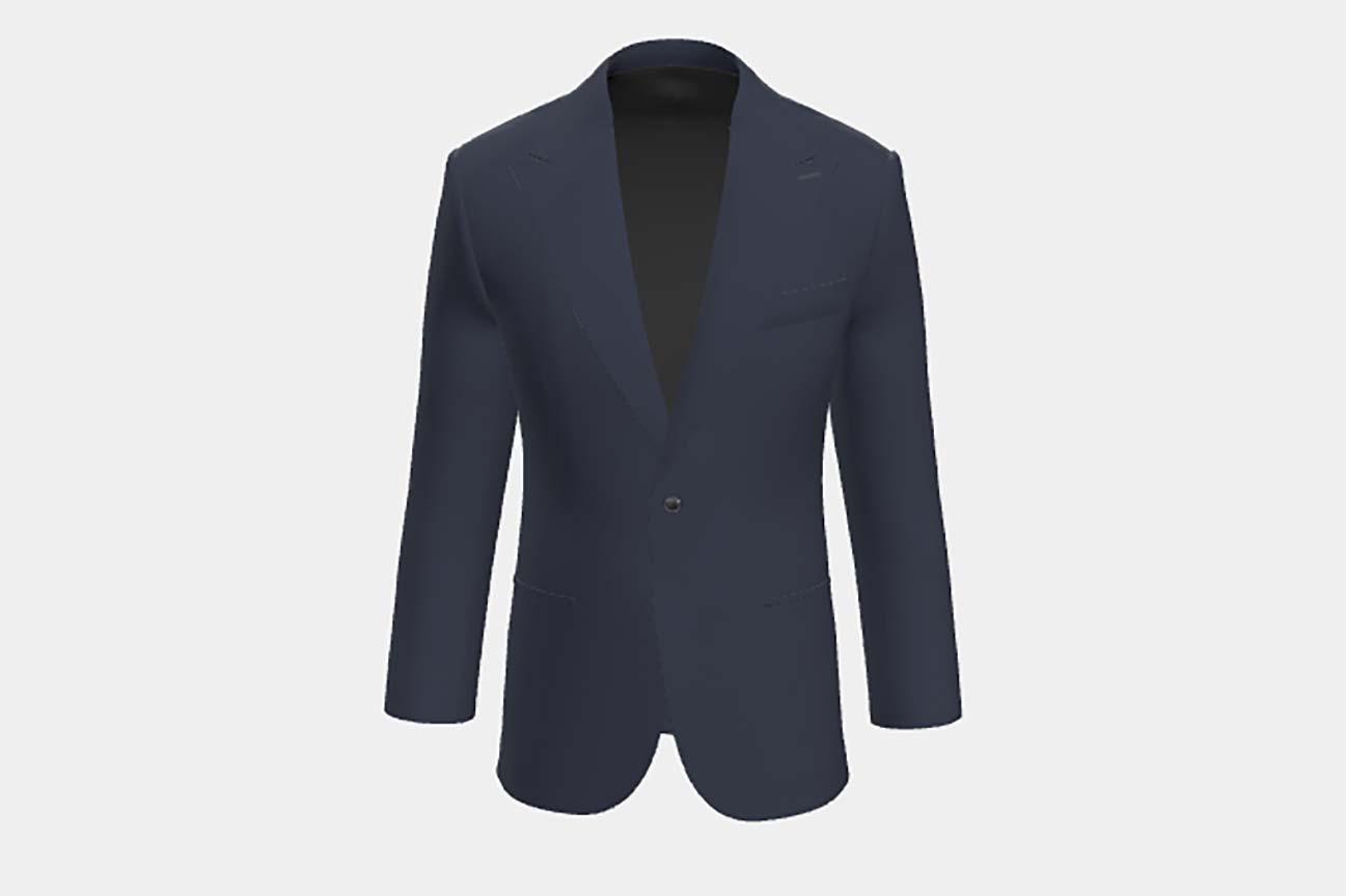 Giacca su misura lana 130s hopsack blu Caccioppoli