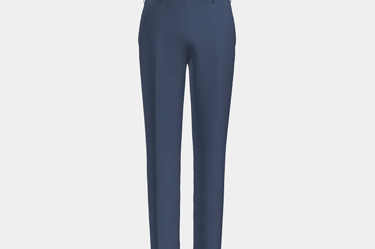 Pantalone su misura lana e seta 150s blu Caccioppoli