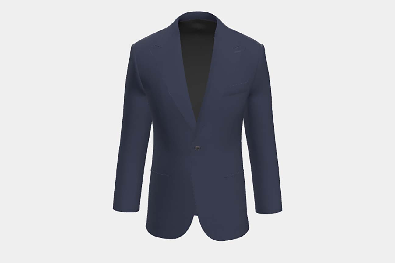 Giacca su misura lana 120s blu Canonico