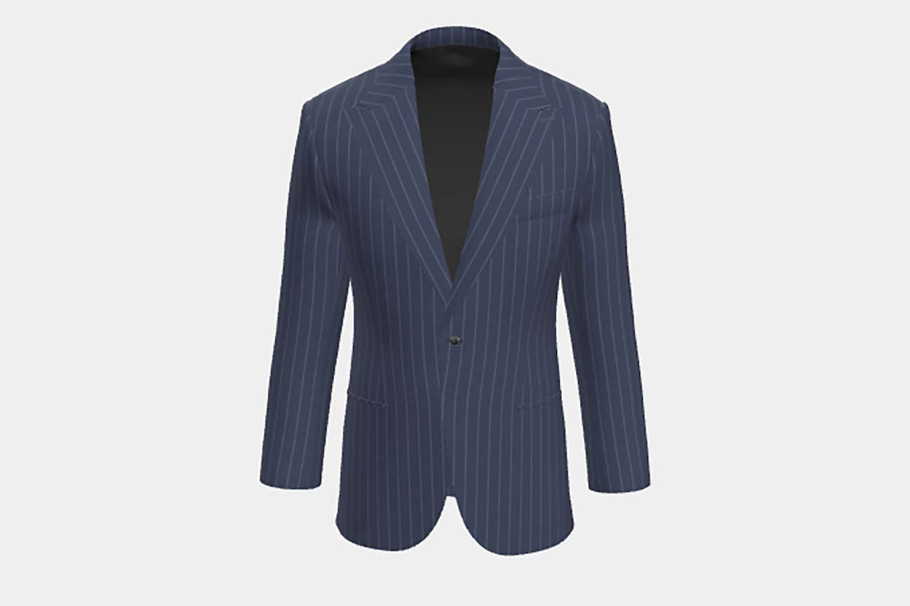 Giacca su misura lana 120s blu Canonico