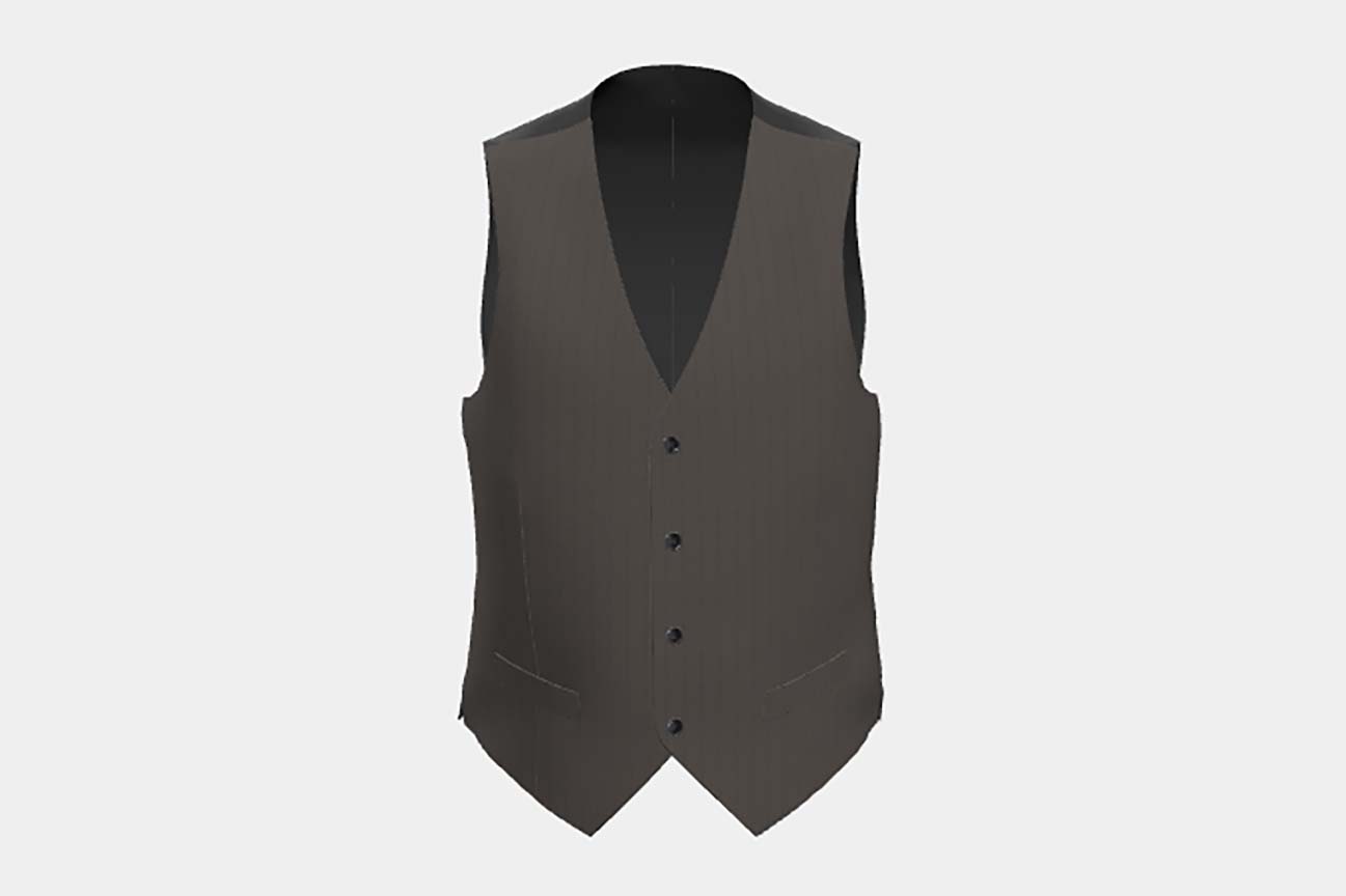 Gilet su misura lana 130s gessato marrone Caccioppoli
